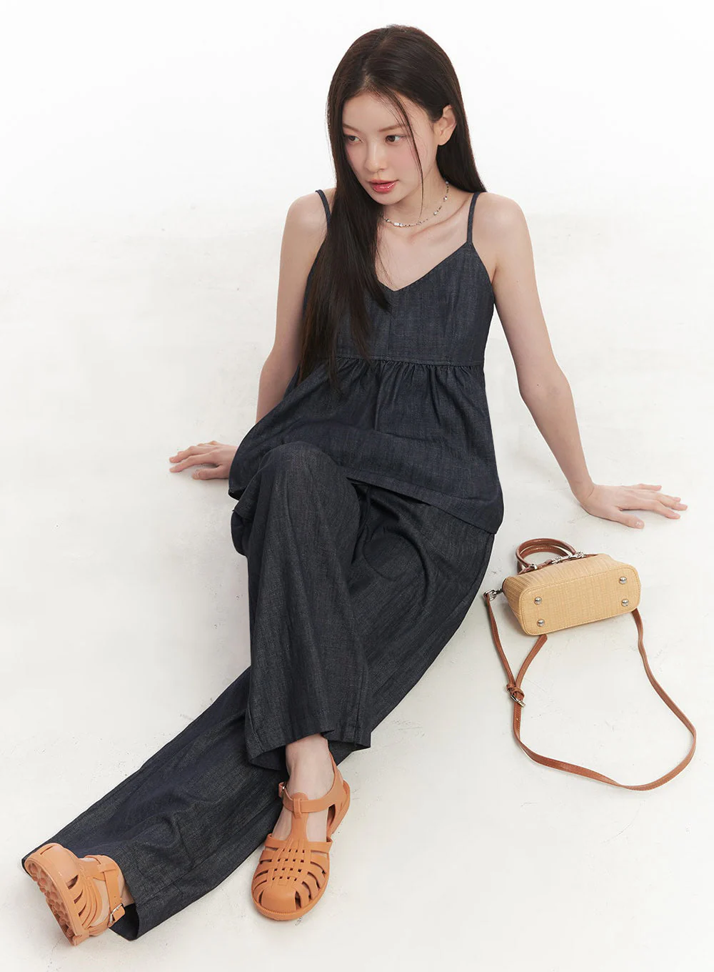 Cotton Denim Wide-Leg Pants IY509 - Image 13