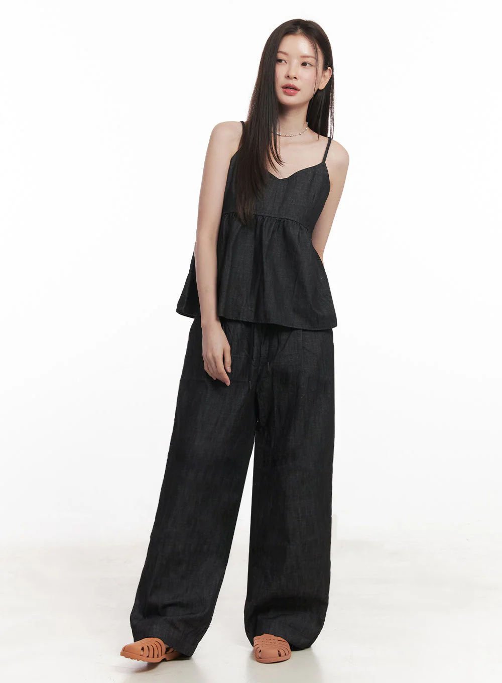 Cotton Denim Wide-Leg Pants IY509 - Image 3