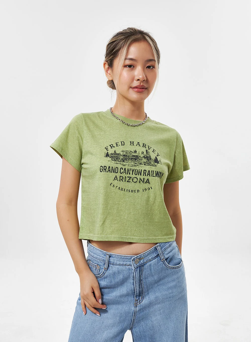 Cotton Graphic Cropped Tee CY331 - Image 5
