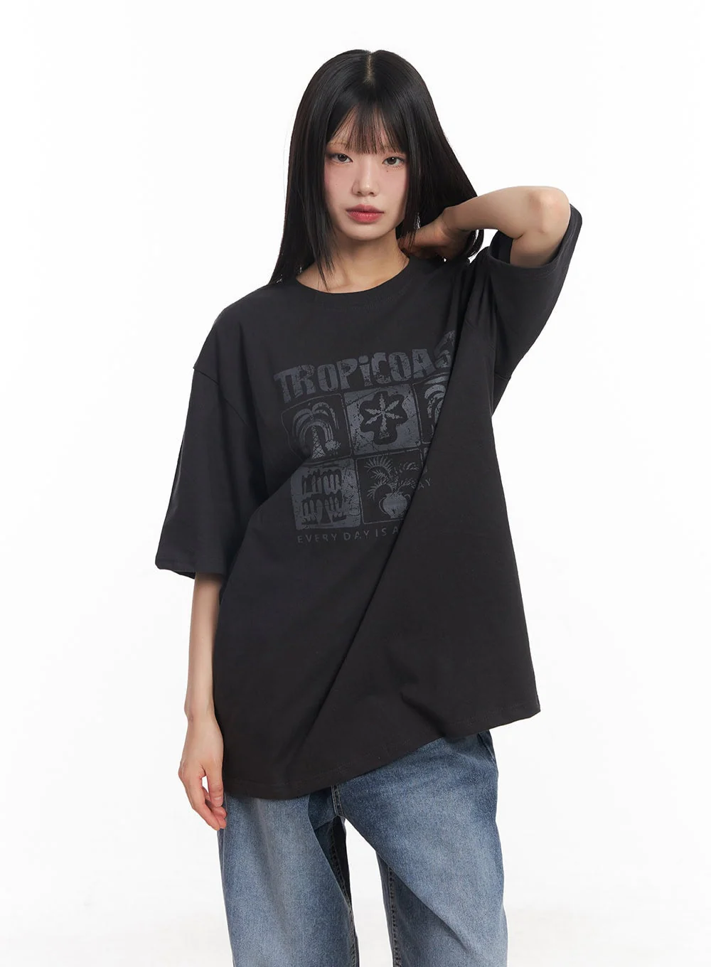 Cotton Graphic Oversized Tee CY514 - Image 2