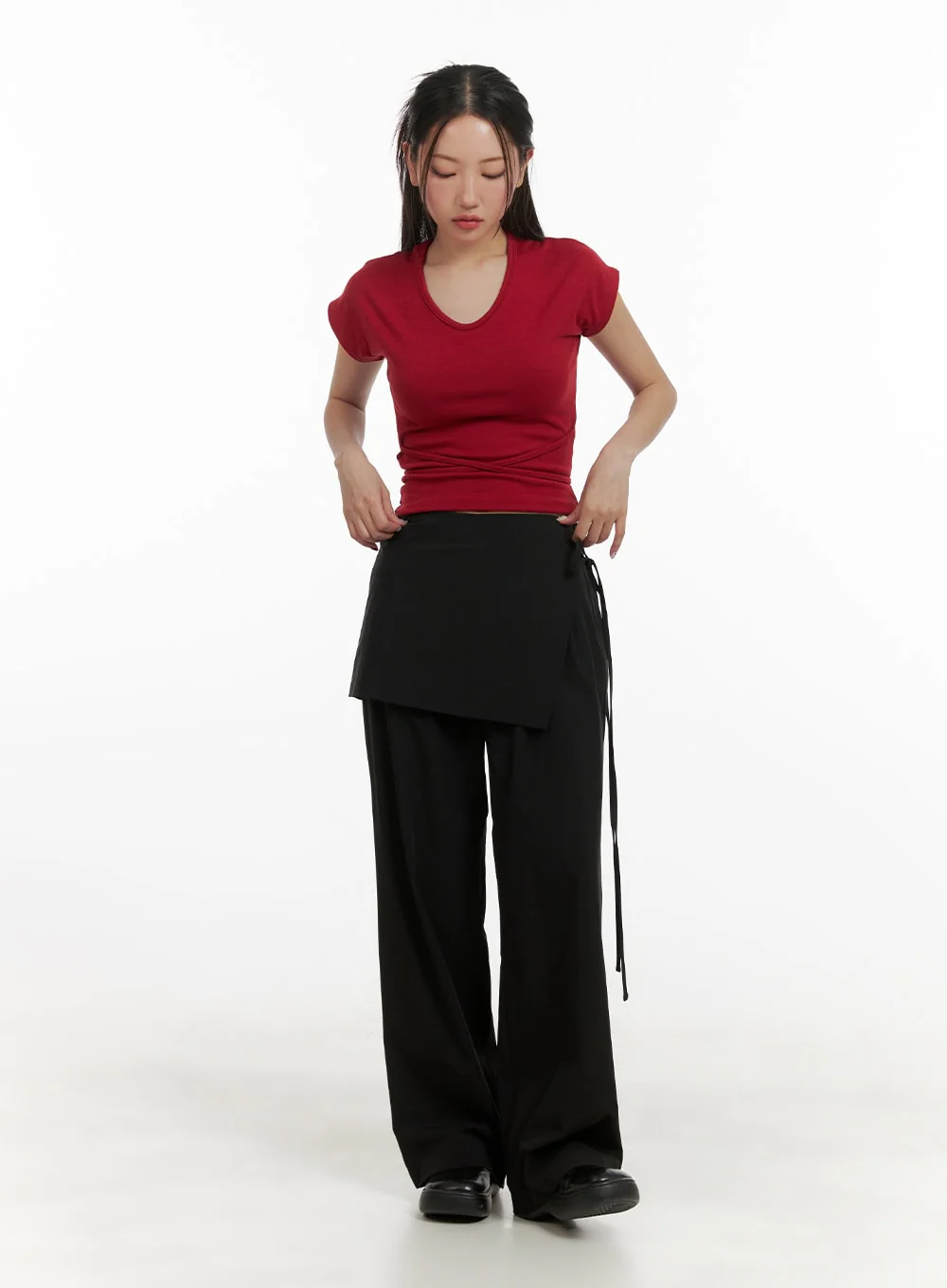 Cotton Wrap Skirt Wide Pants CY403 - Image 2