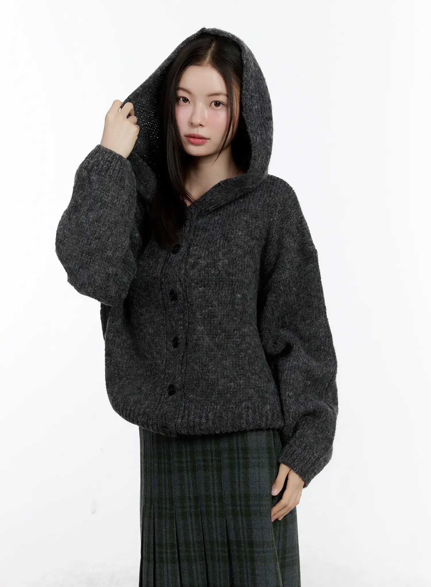 Cozy Button-Up Knit Hoodie CD508 - Image 12