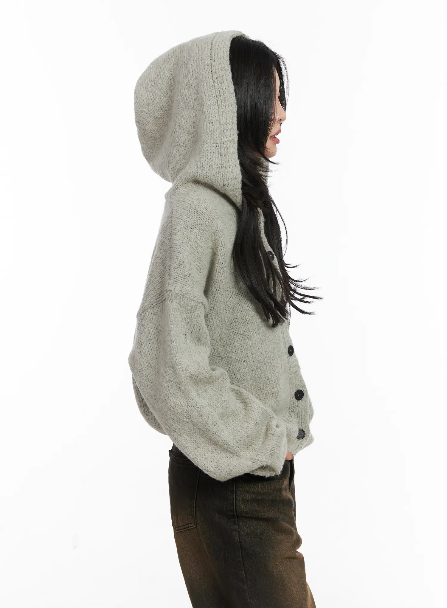 Cozy Button-Up Knit Hoodie CD508 - Image 6