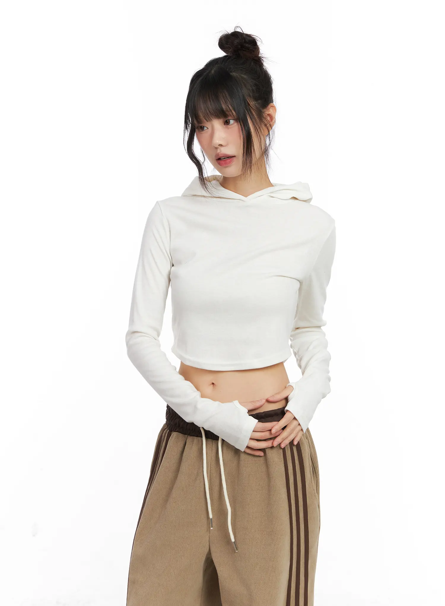 Cozy Cropped Fleece Hoodie CN521 - Image 8