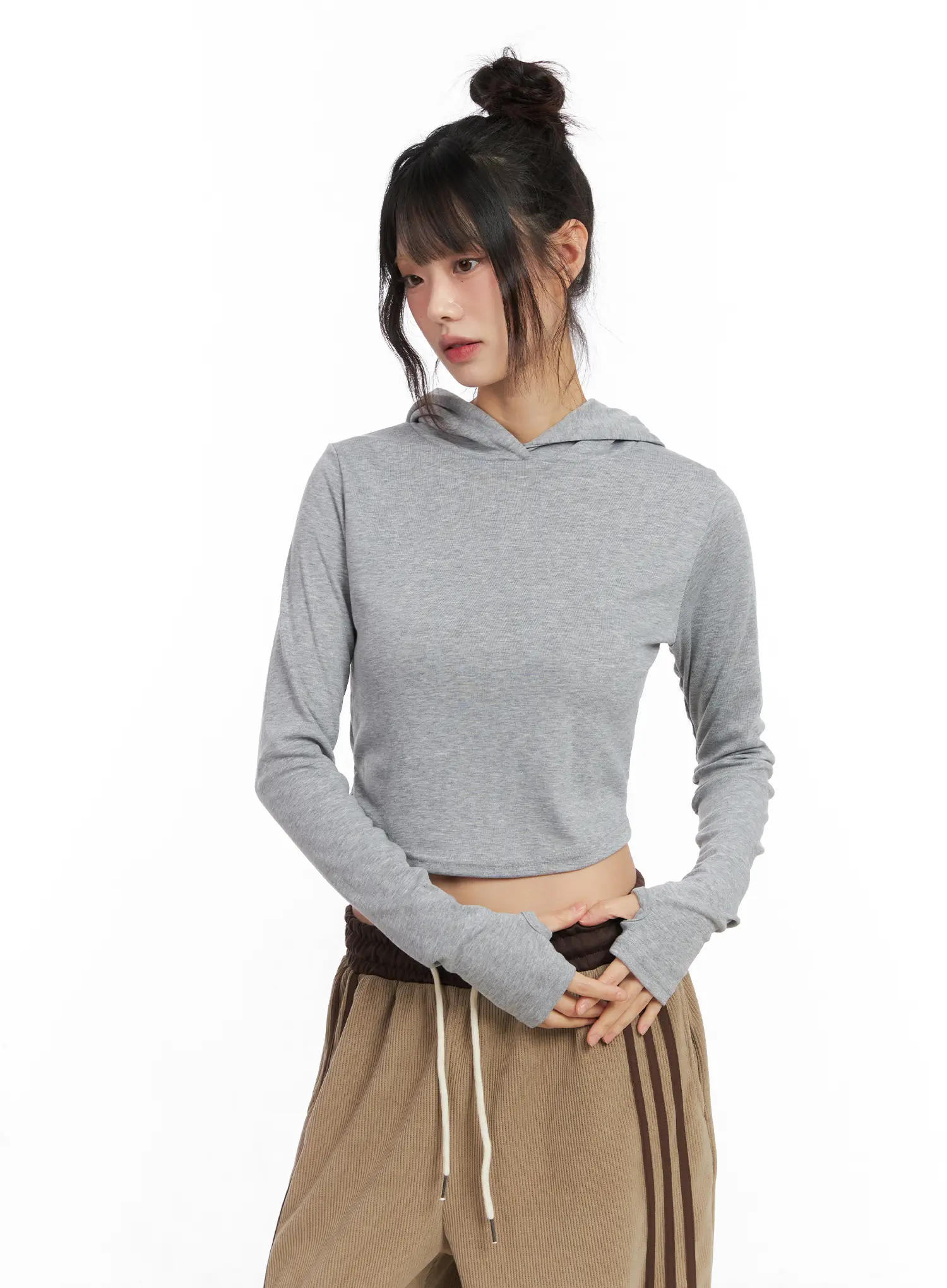 Cozy Cropped Fleece Hoodie CN521 - Image 9