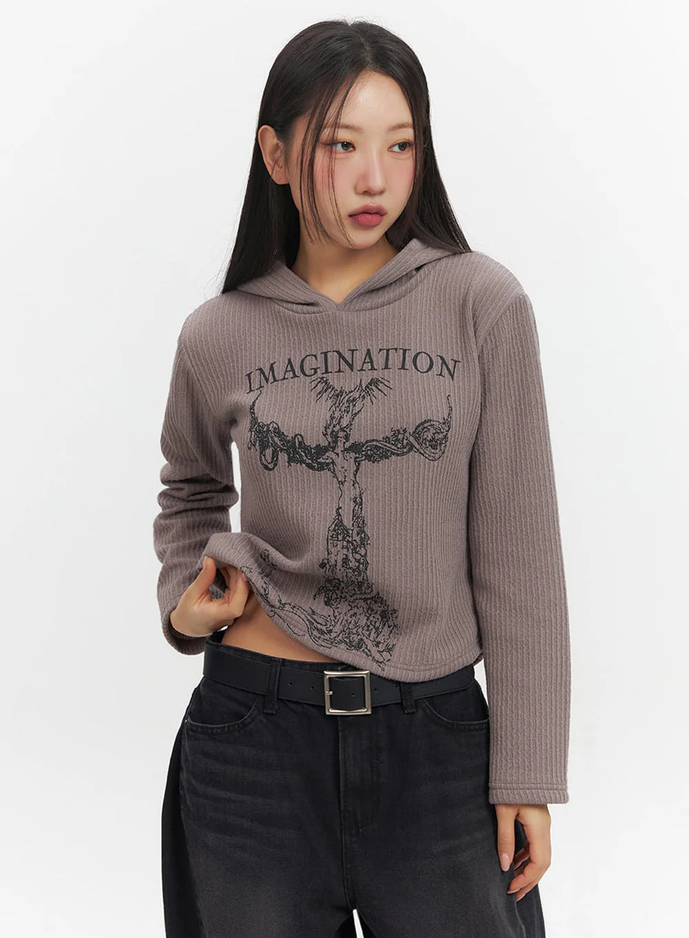 Cozy Graphic Print Hooded Sweatshirt IF511 - Image 2