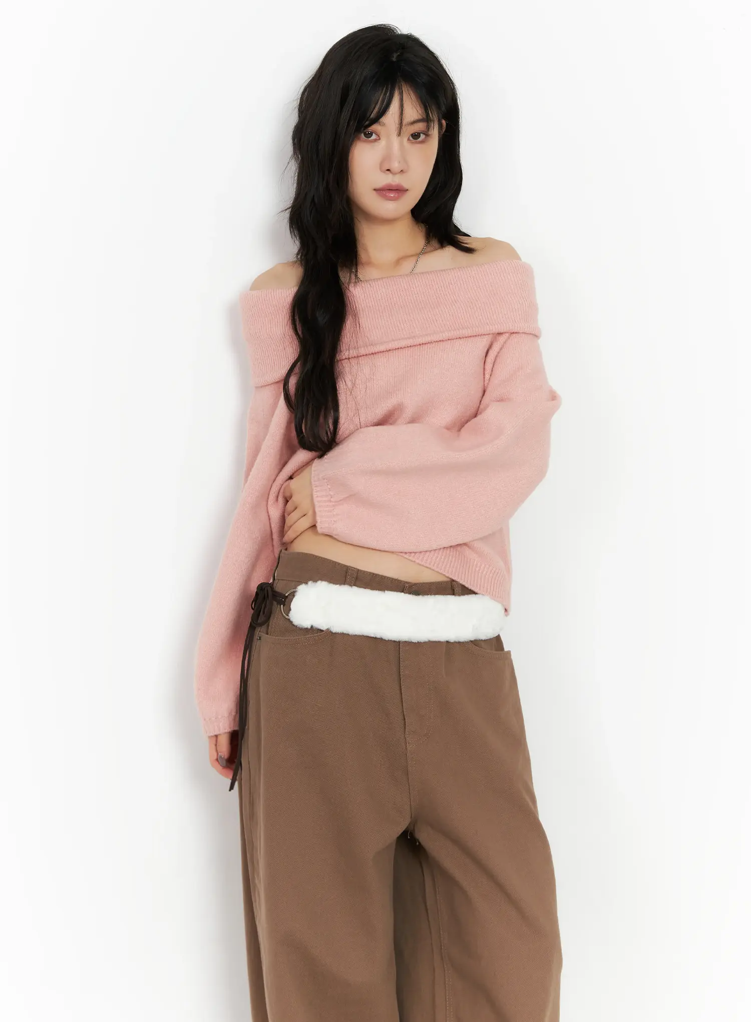 Cozy Off-Shoulder Knit Sweater CN528