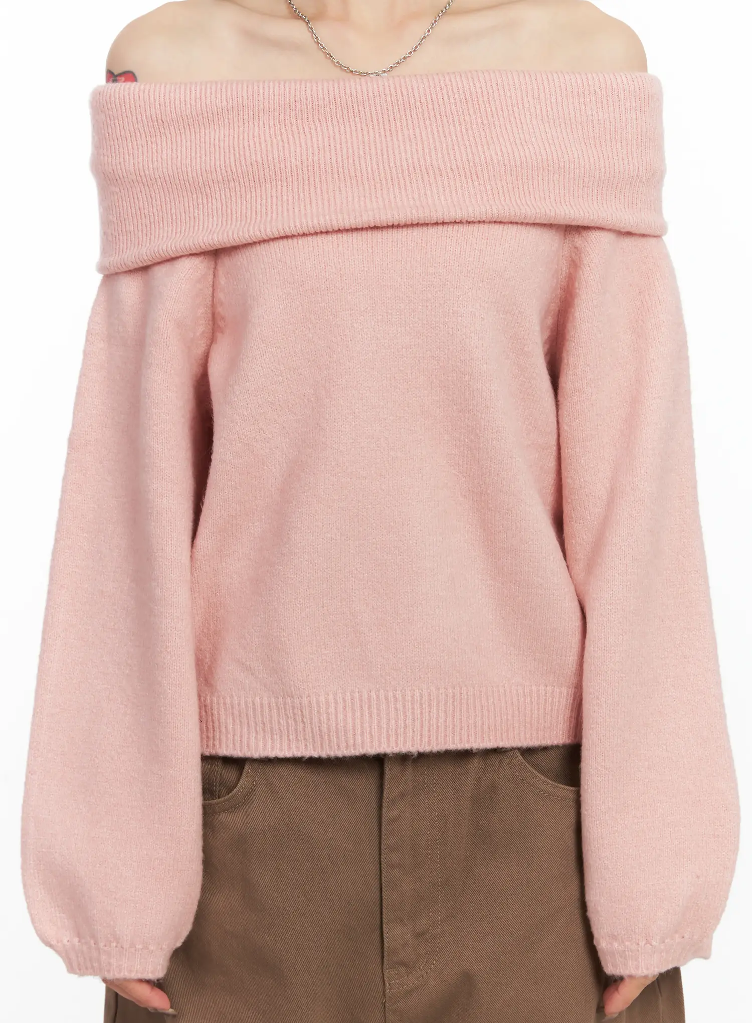 Cozy Off-Shoulder Knit Sweater CN528 - Image 4