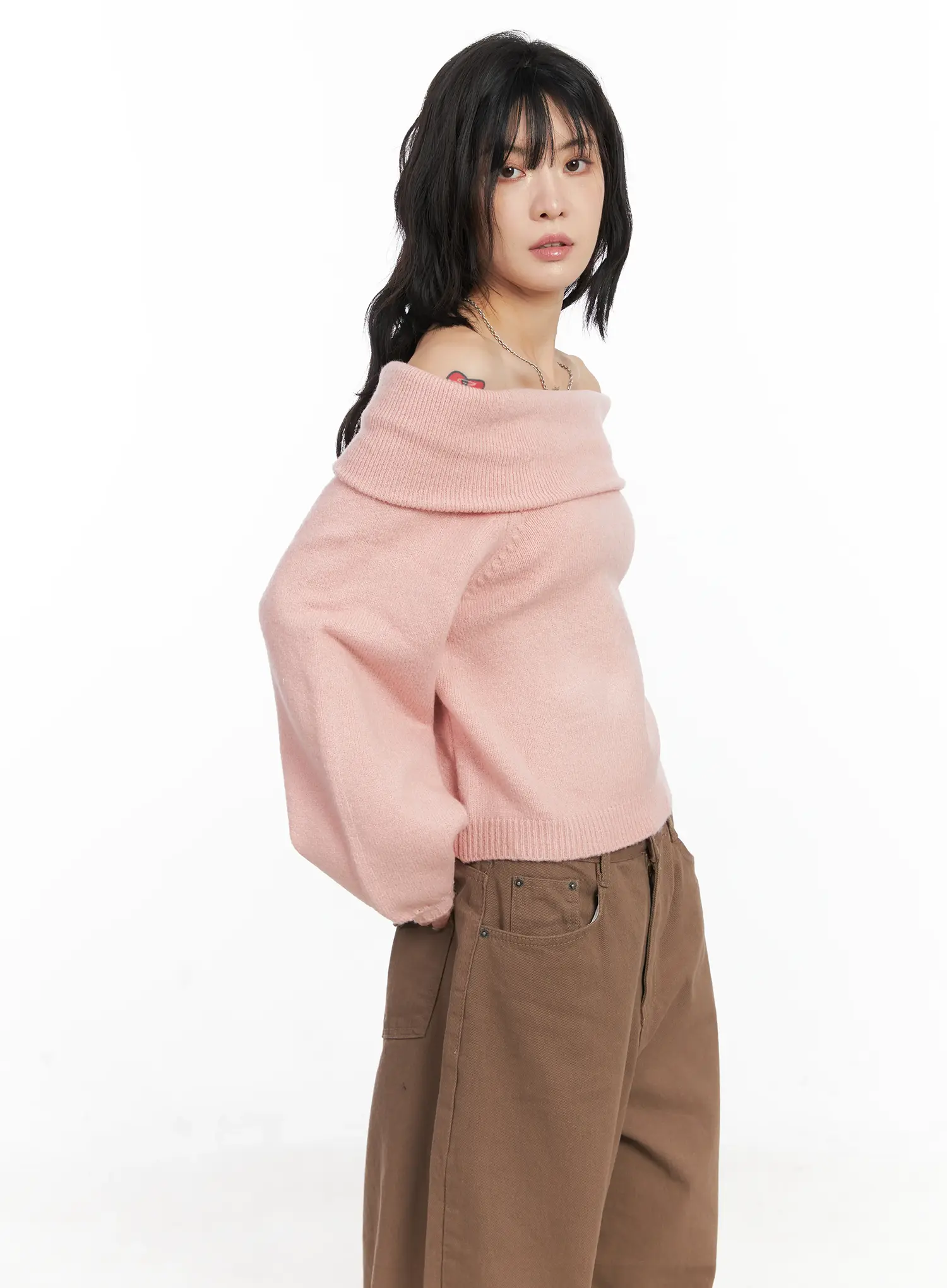 Cozy Off-Shoulder Knit Sweater CN528 - Image 5