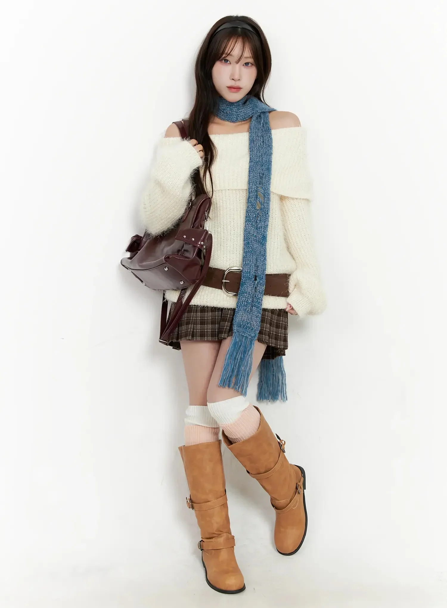 Cozy Off-Shoulder Knit Sweater IN514 - Image 12