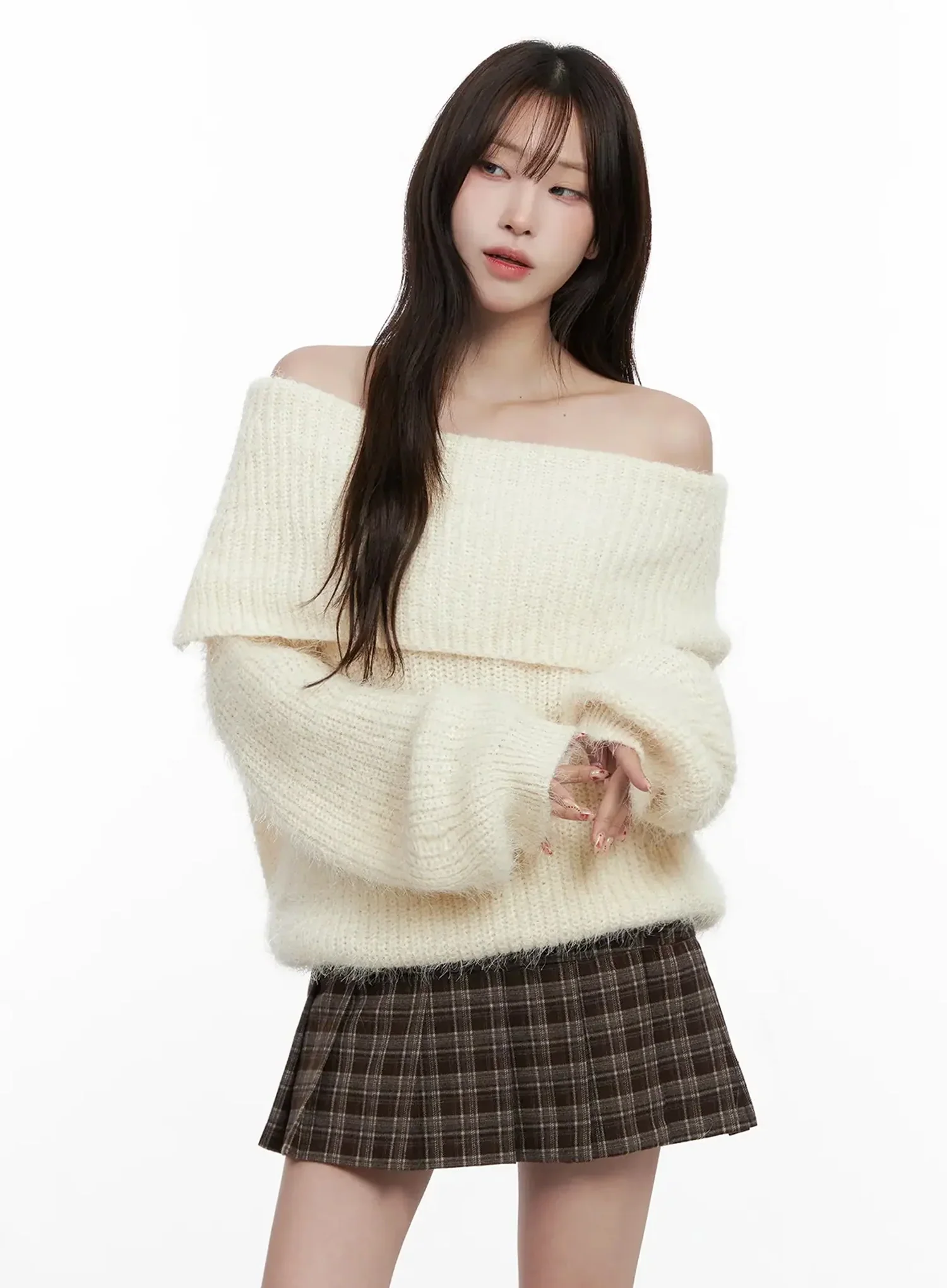 Cozy Off-Shoulder Knit Sweater IN514 - Image 6