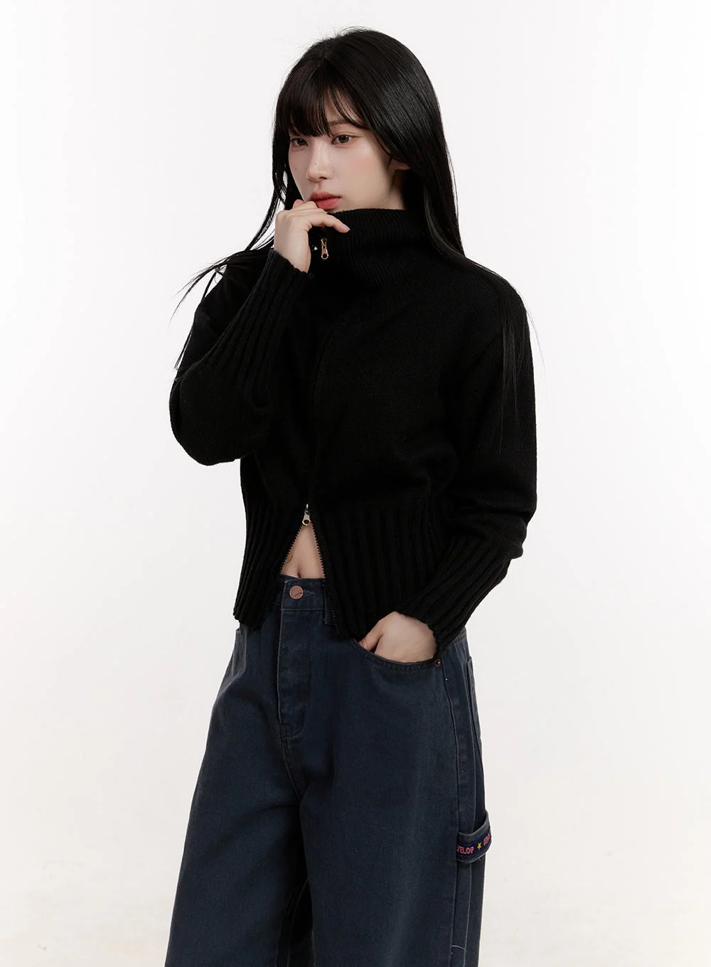 Cozy Zip-Up Sweater Cardigan CJ531 - Image 11