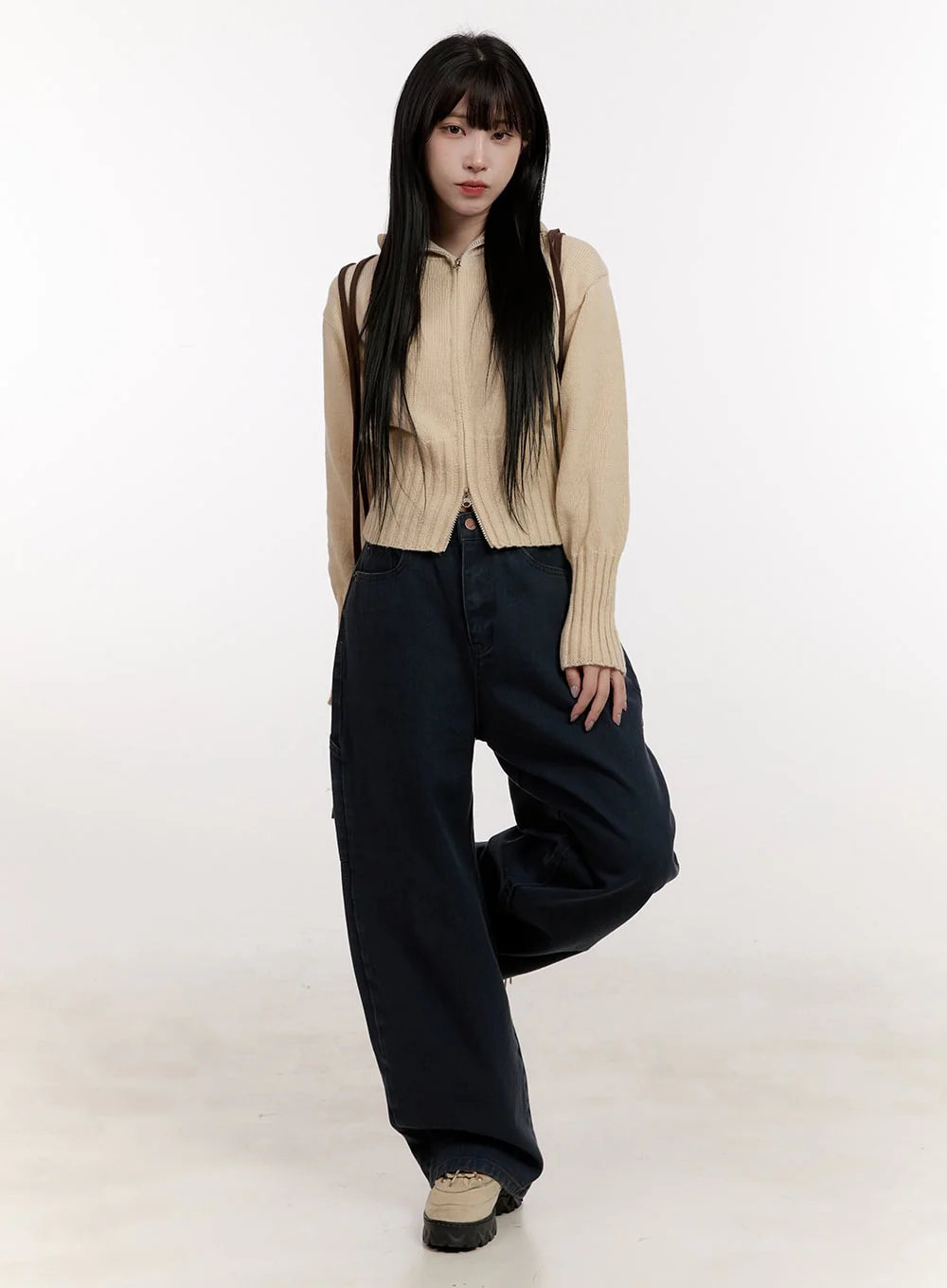 Cozy Zip-Up Sweater Cardigan CJ531 - Image 2