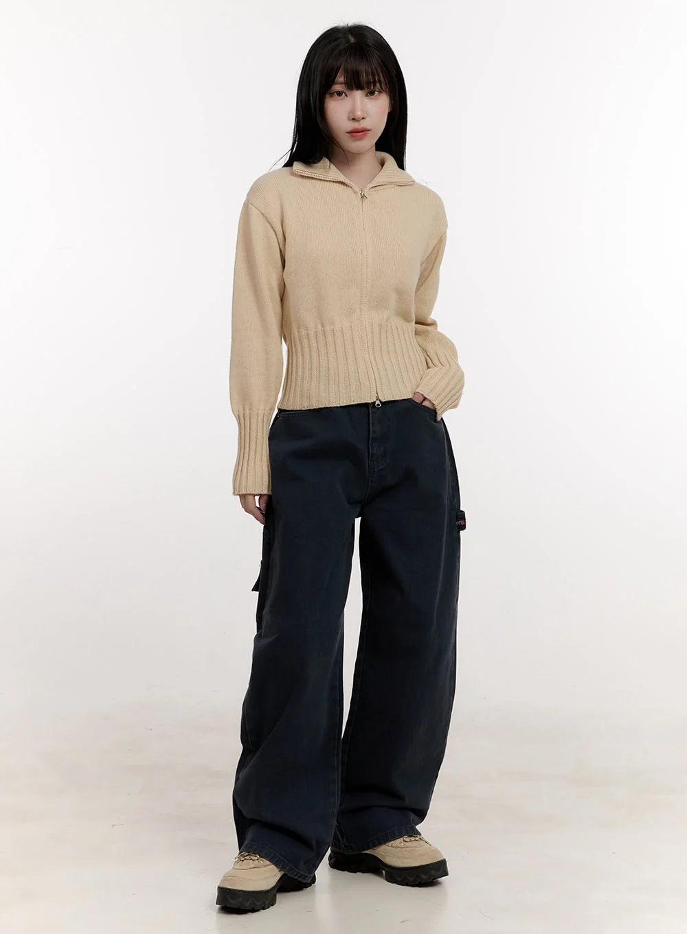 Cozy Zip-Up Sweater Cardigan CJ531 - Image 5