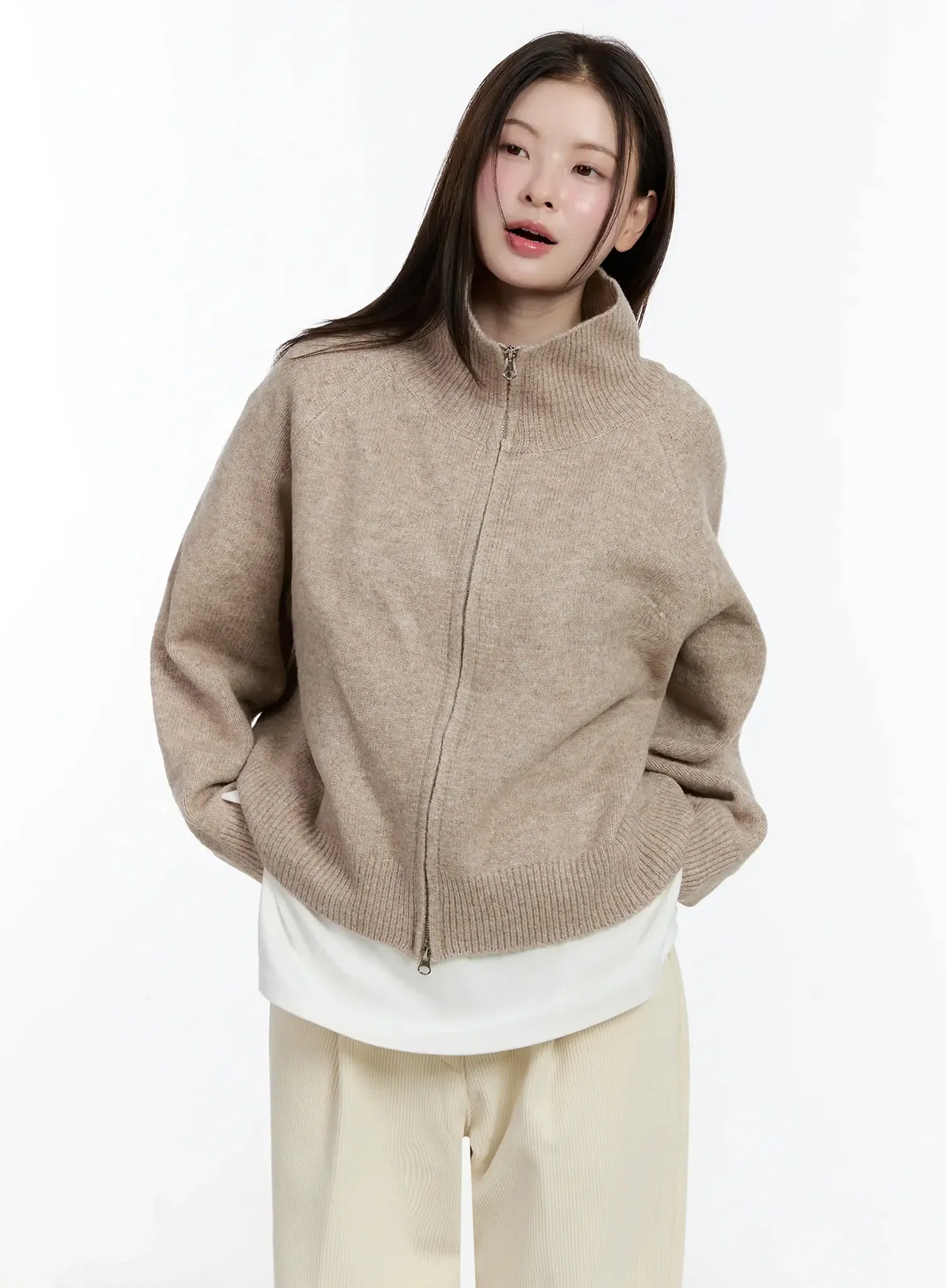 Cozy Zip-Up Turtleneck Cardigan ID526 - Image 12