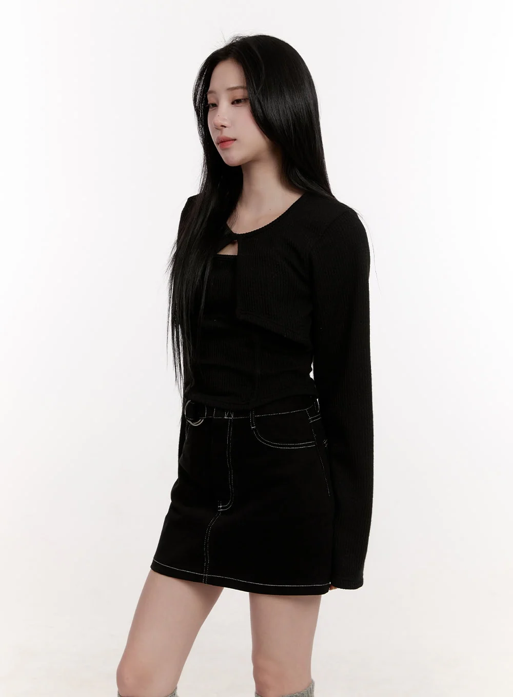 Crop Cardigan Layered Top Set CJ529 - Image 10