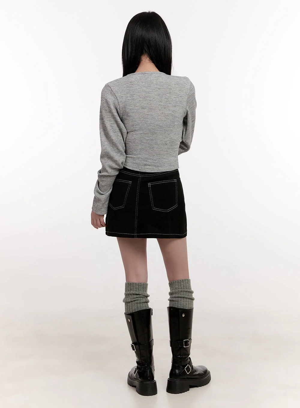 Crop Cardigan Layered Top Set CJ529 - Image 4