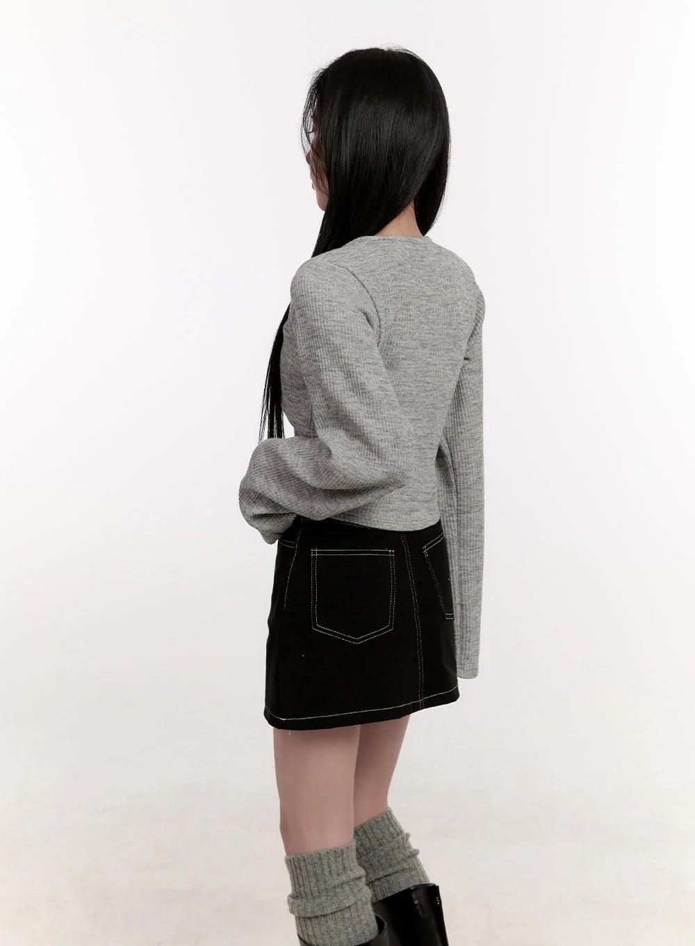 Crop Cardigan Layered Top Set CJ529 - Image 6