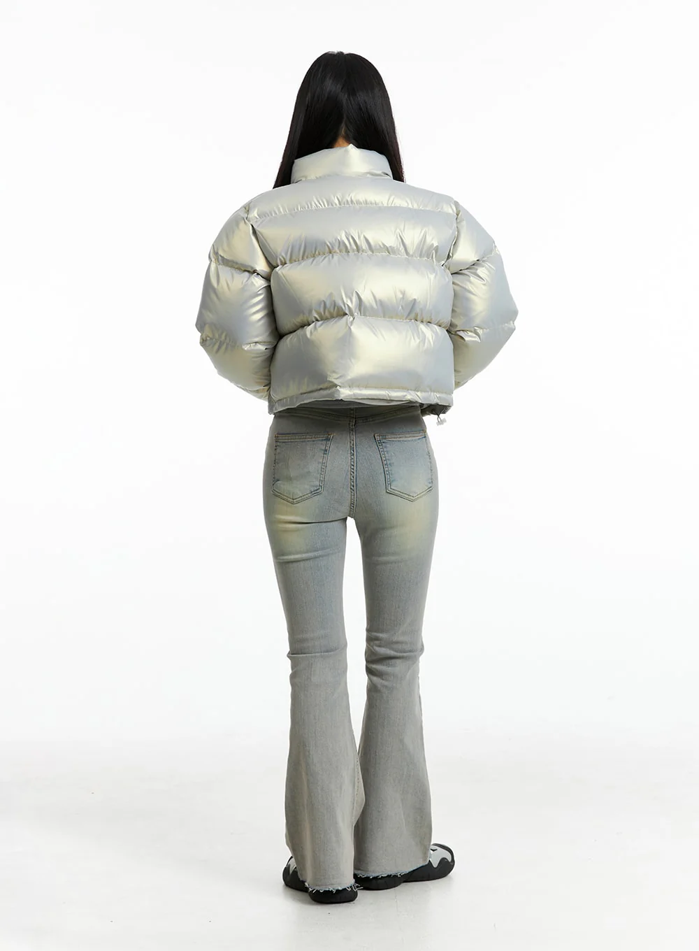 Crop Metallic Puffer Jacket IN322 - Image 6