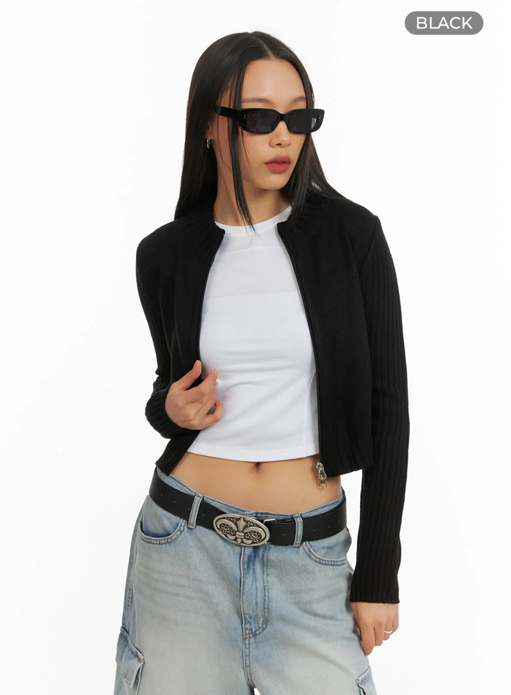 Crop Zip-Up Mock Neck Sweater IA417 - Image 10