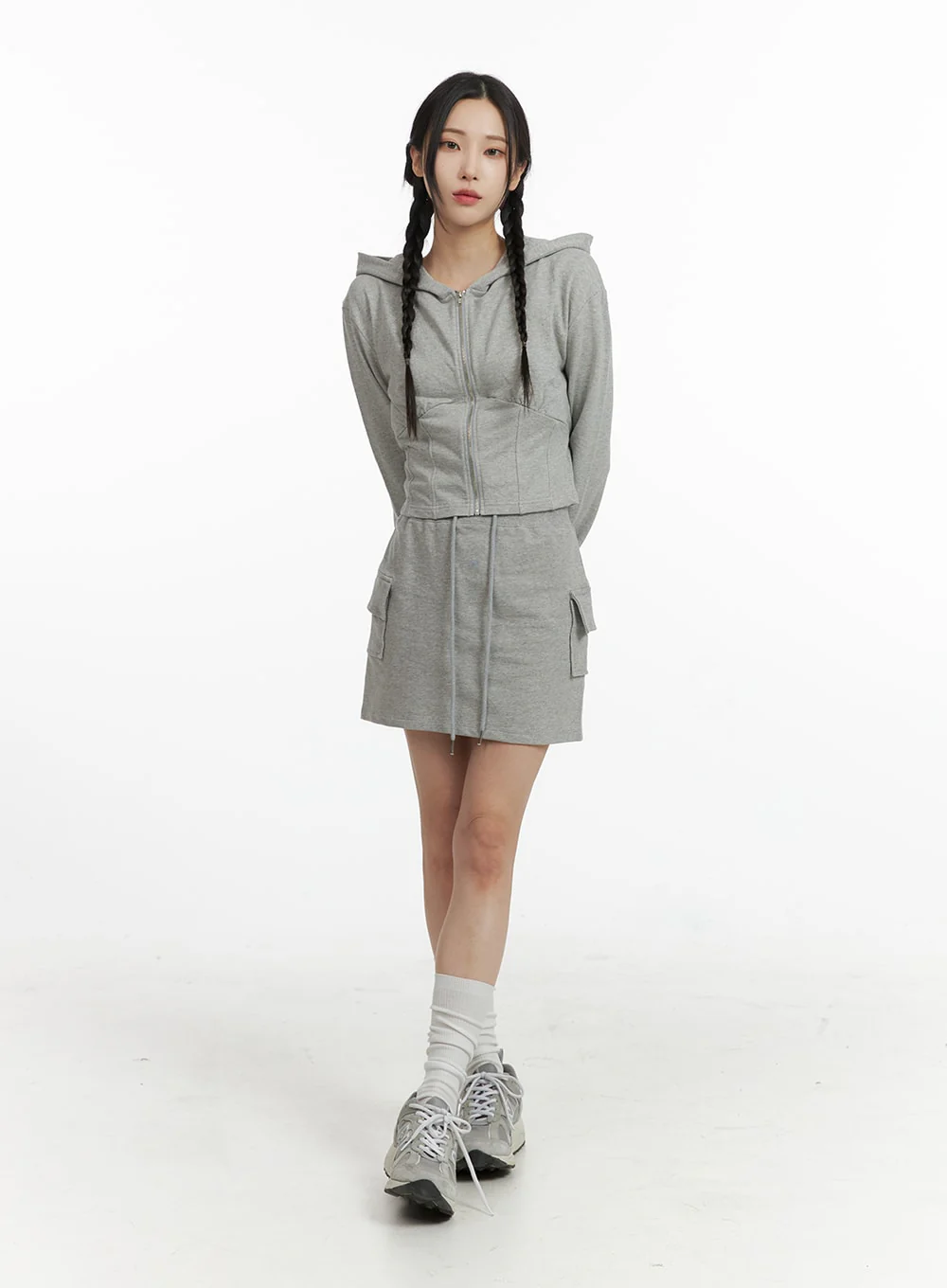 Crop Zip Up Sweat Hoodie CF415 - Image 3