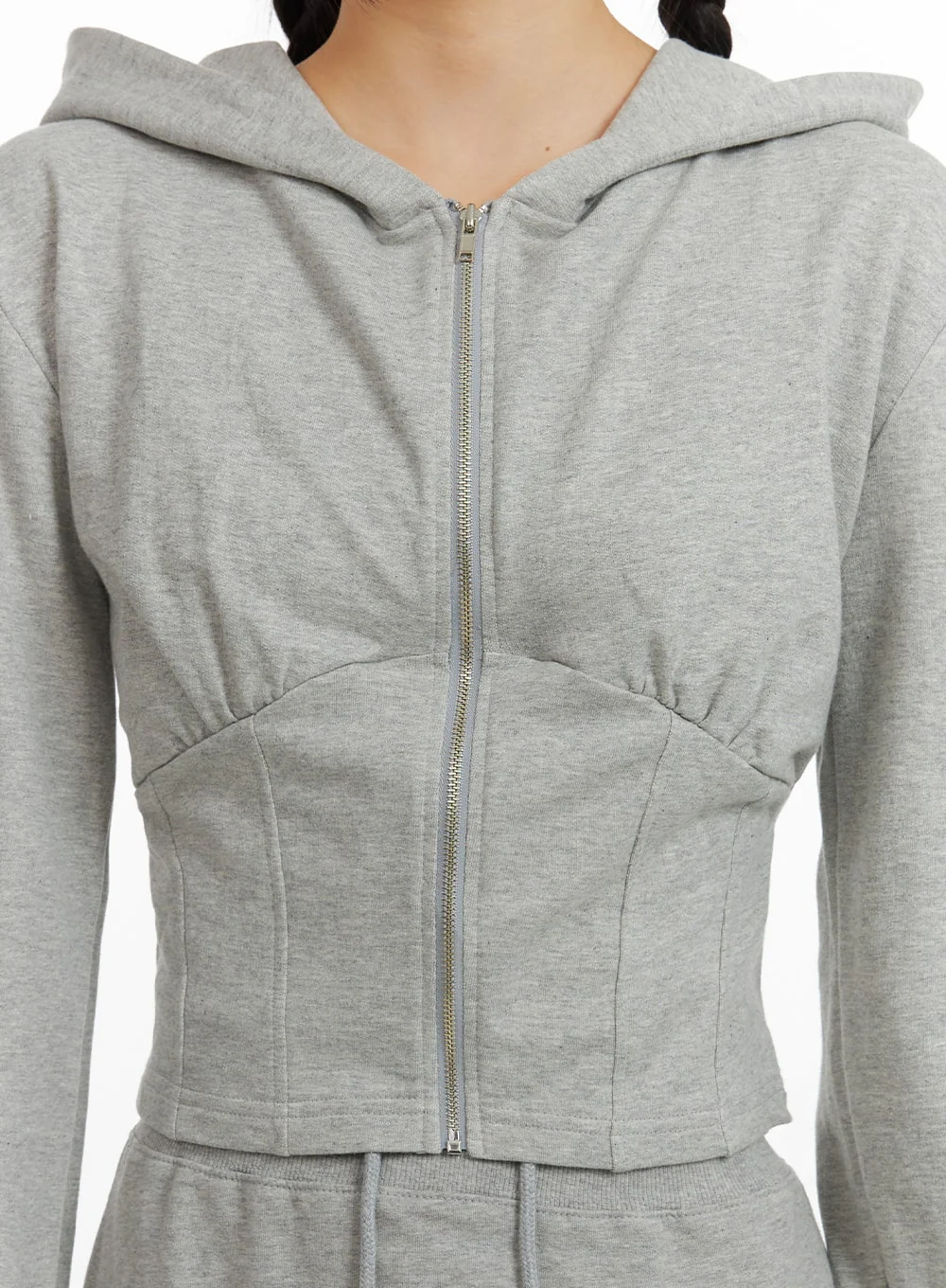 Crop Zip Up Sweat Hoodie CF415 - Image 5