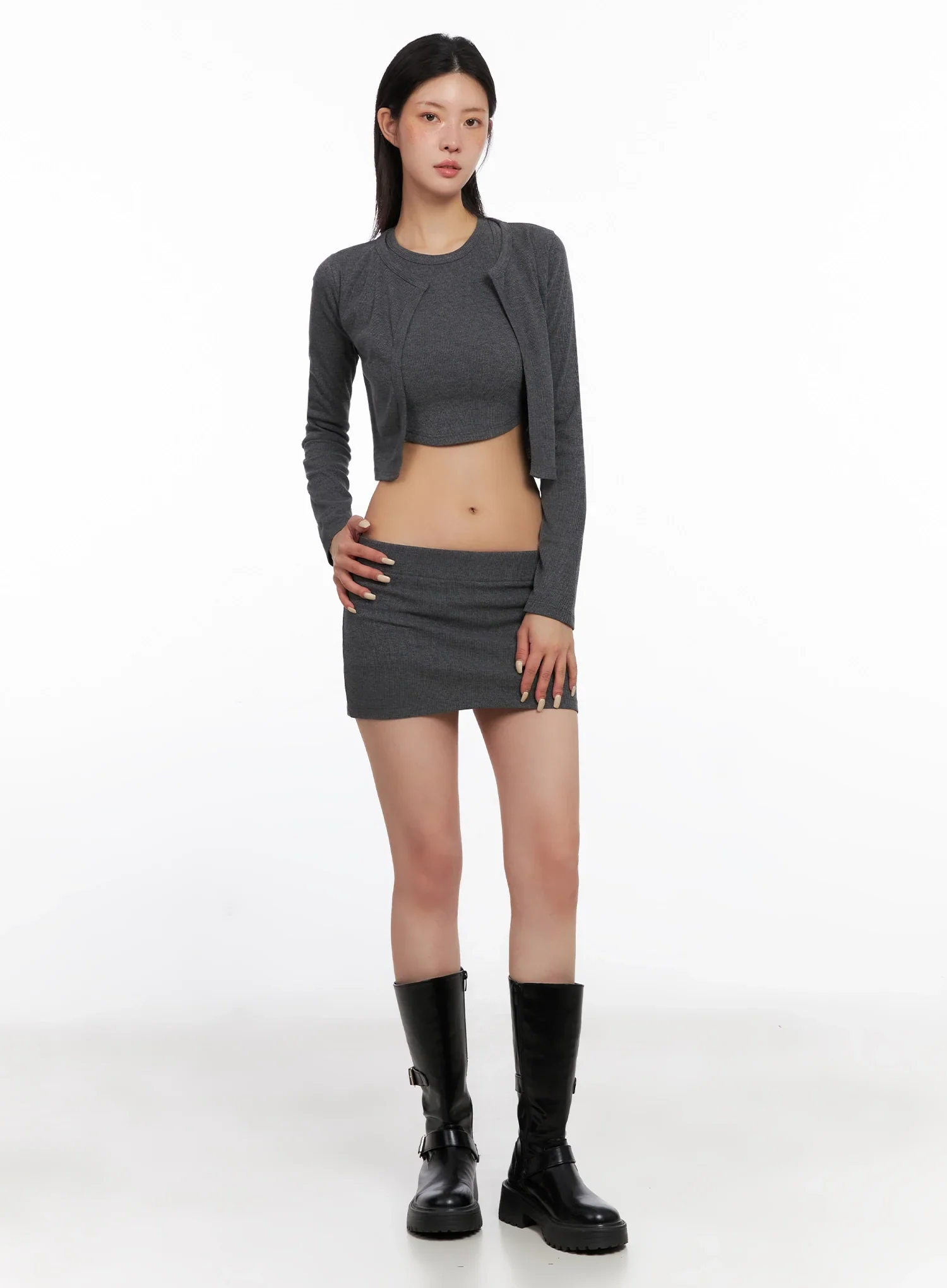 Cropped Cardigan 2-Piece Set IS508 - Image 15