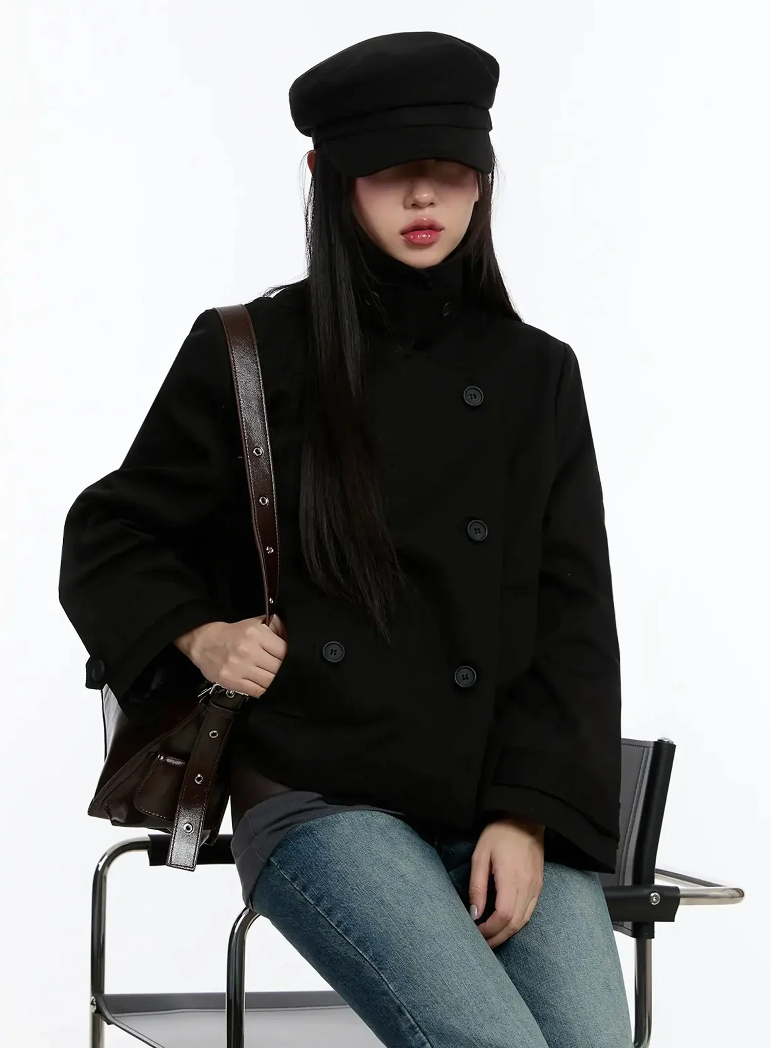 Cropped Double High-Neck French Jacket IM509