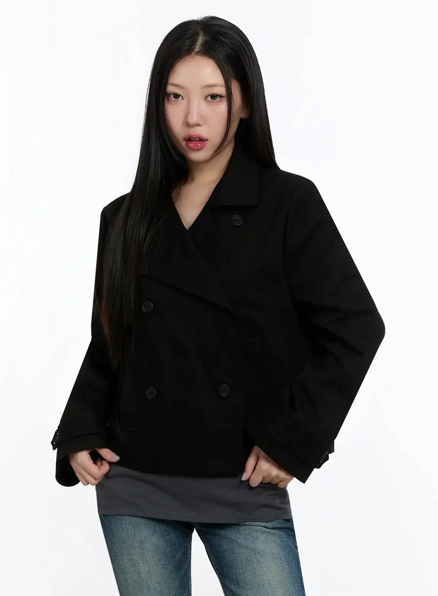 Cropped Double High-Neck French Jacket IM509 - Image 7