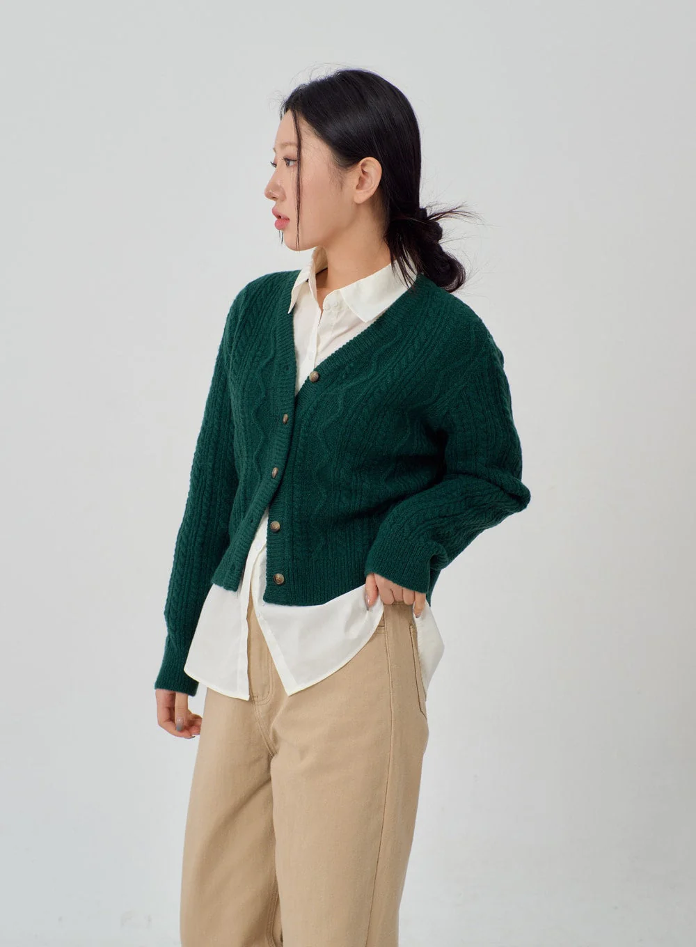 Cropped Knit Cardigan IM315 - Image 9