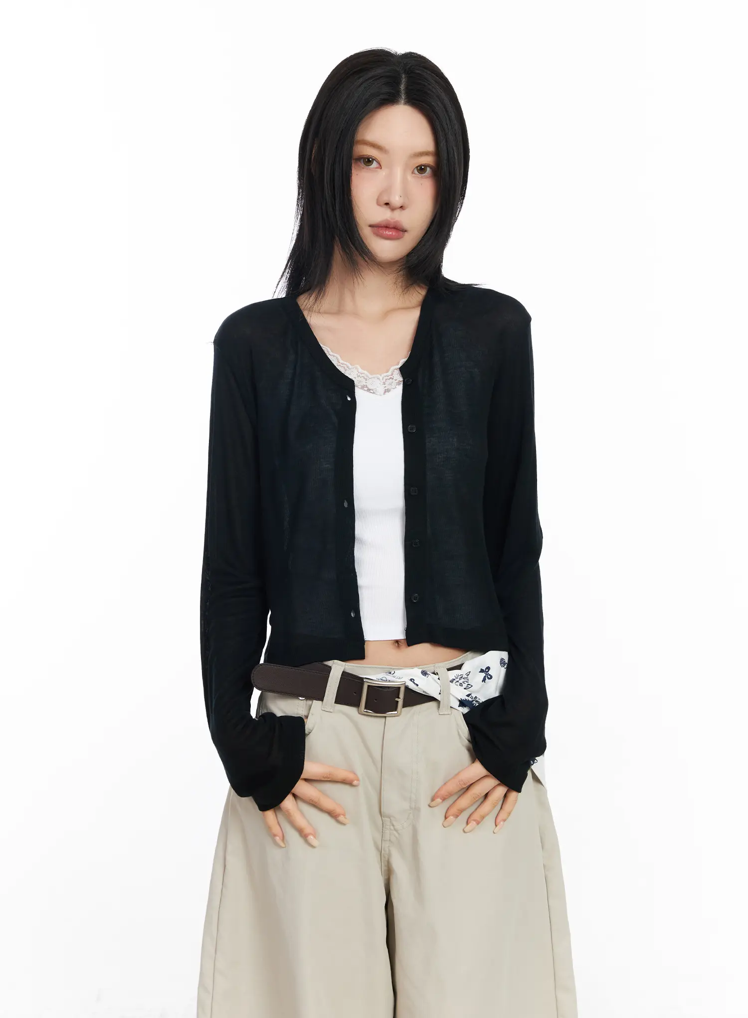 Cropped Long Sleeve Cardigan CF526 - Image 2