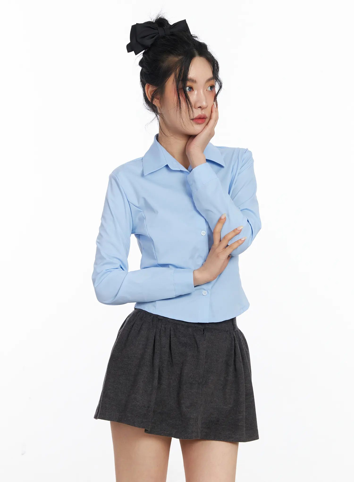 Cropped Long Sleeve Shirt CJ522 - Image 6