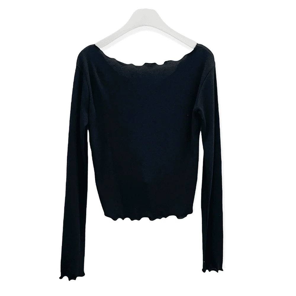 Cropped Long Sleeve Top with Front Shirring C2701 - Image 21