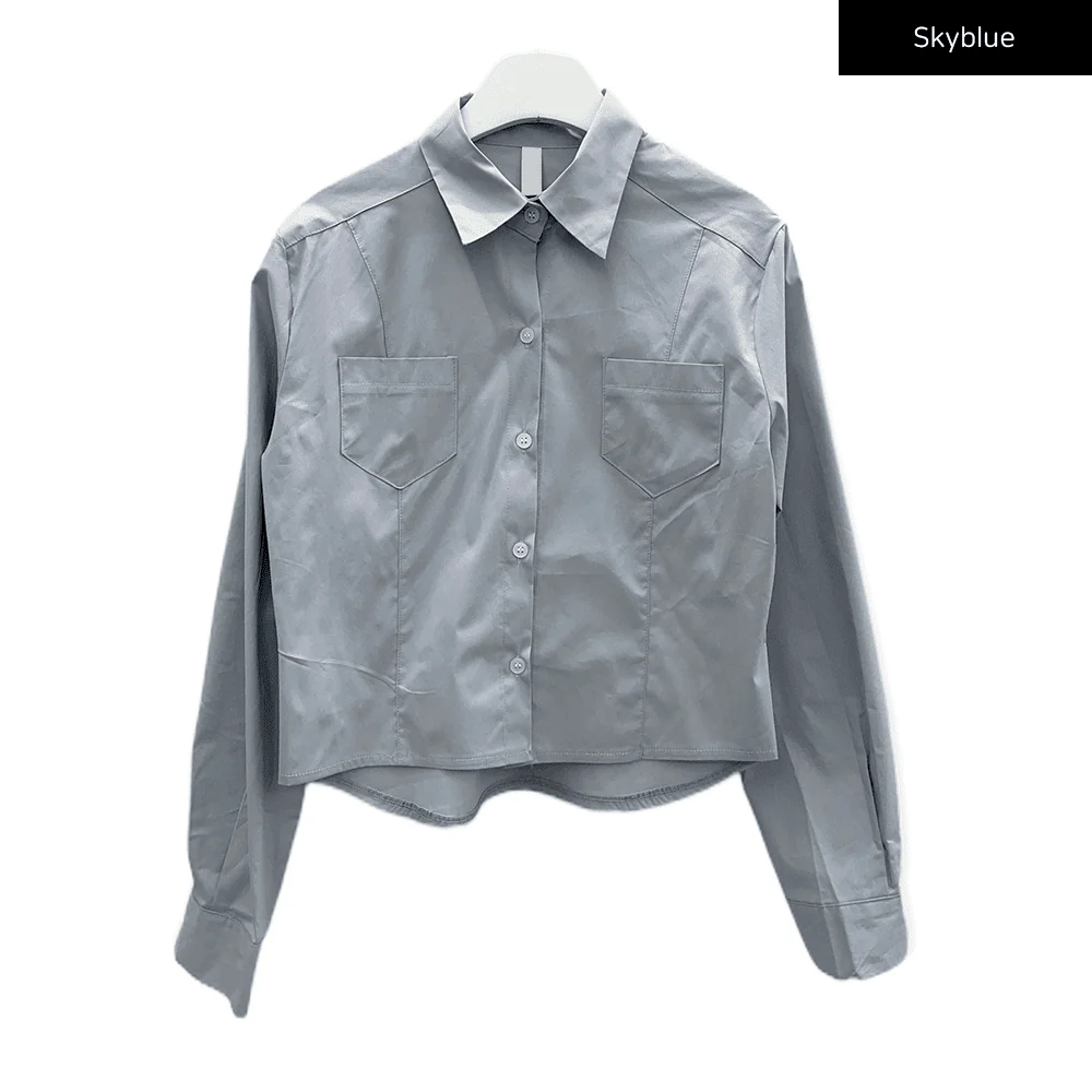 Cropped Shirt with Pockets C2601 - Image 16