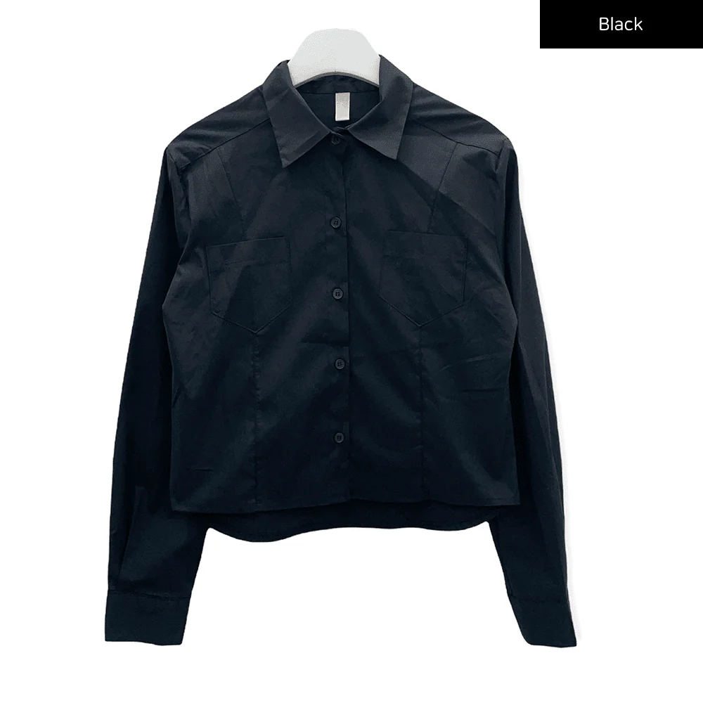 Cropped Shirt with Pockets C2601 - Image 17