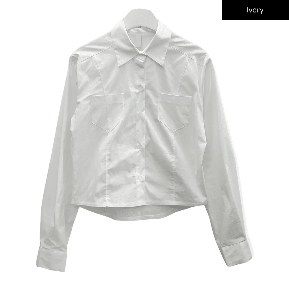 Cropped Shirt with Pockets C2601 - Image 18