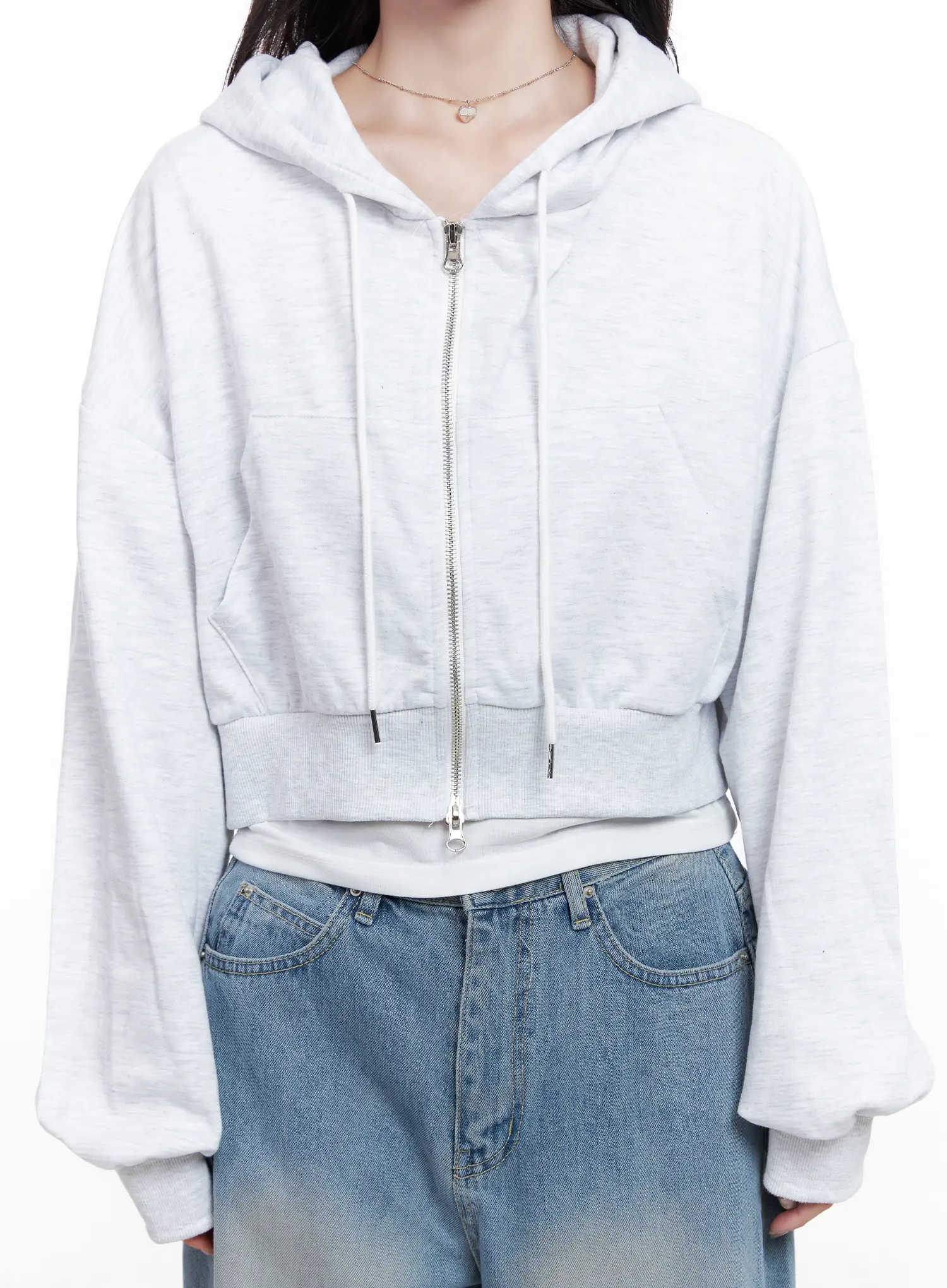 Cropped Zip-Up Hoodie CS519 - Image 3