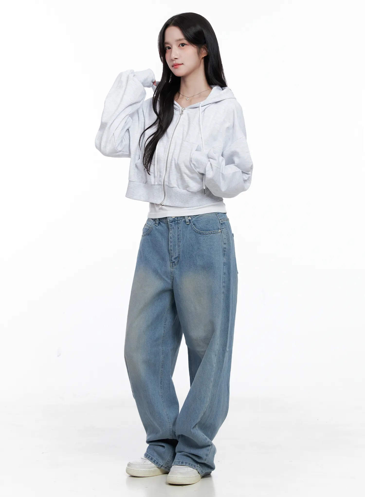 Cropped Zip-Up Hoodie CS519 - Image 5