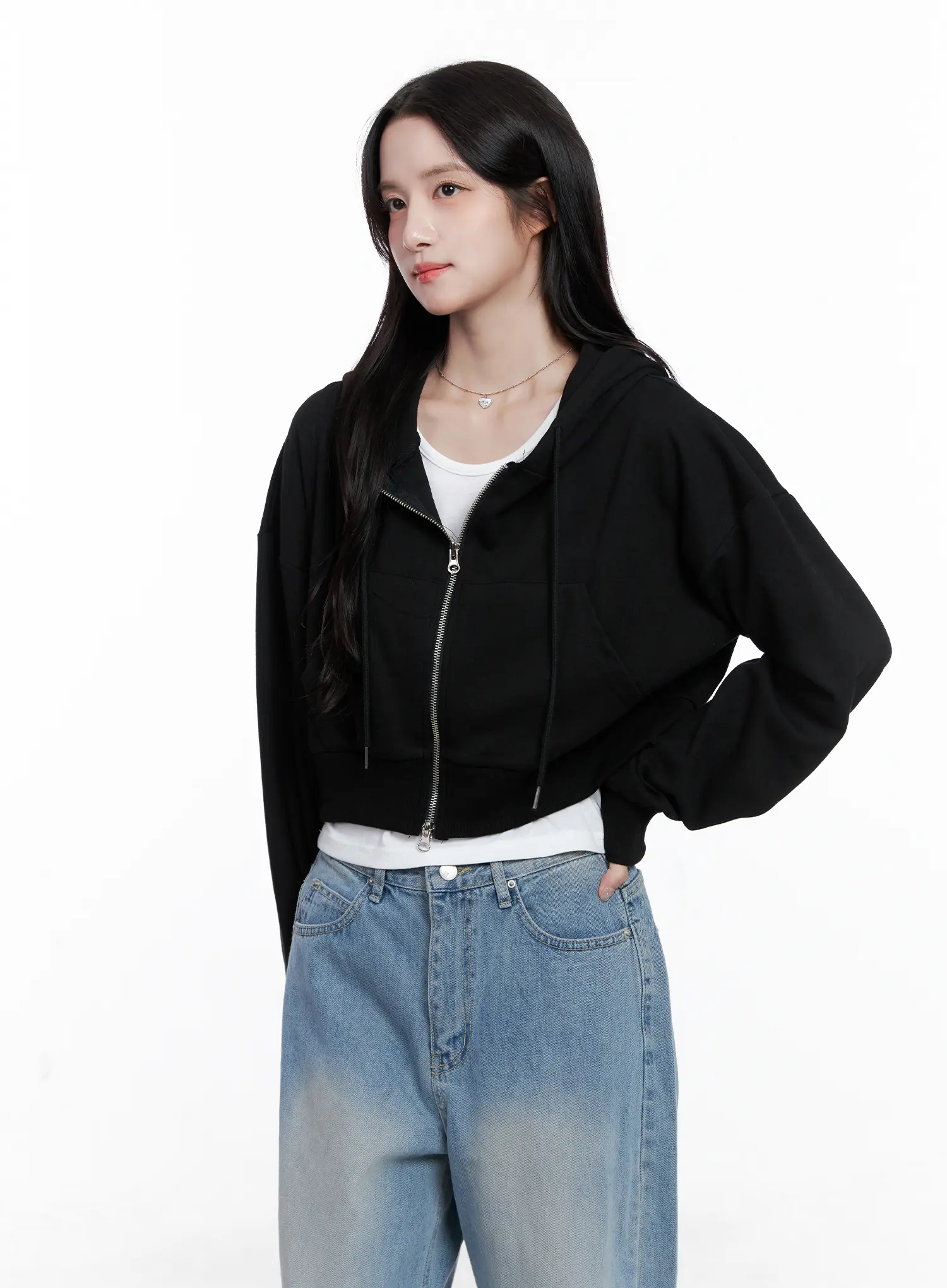 Cropped Zip-Up Hoodie CS519 - Image 8