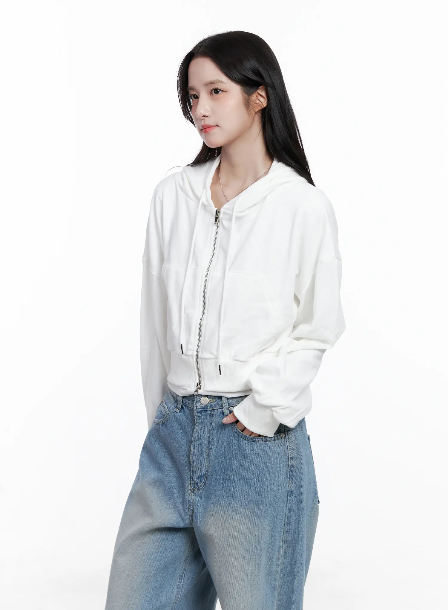 Cropped Zip-Up Hoodie CS519 - Image 9