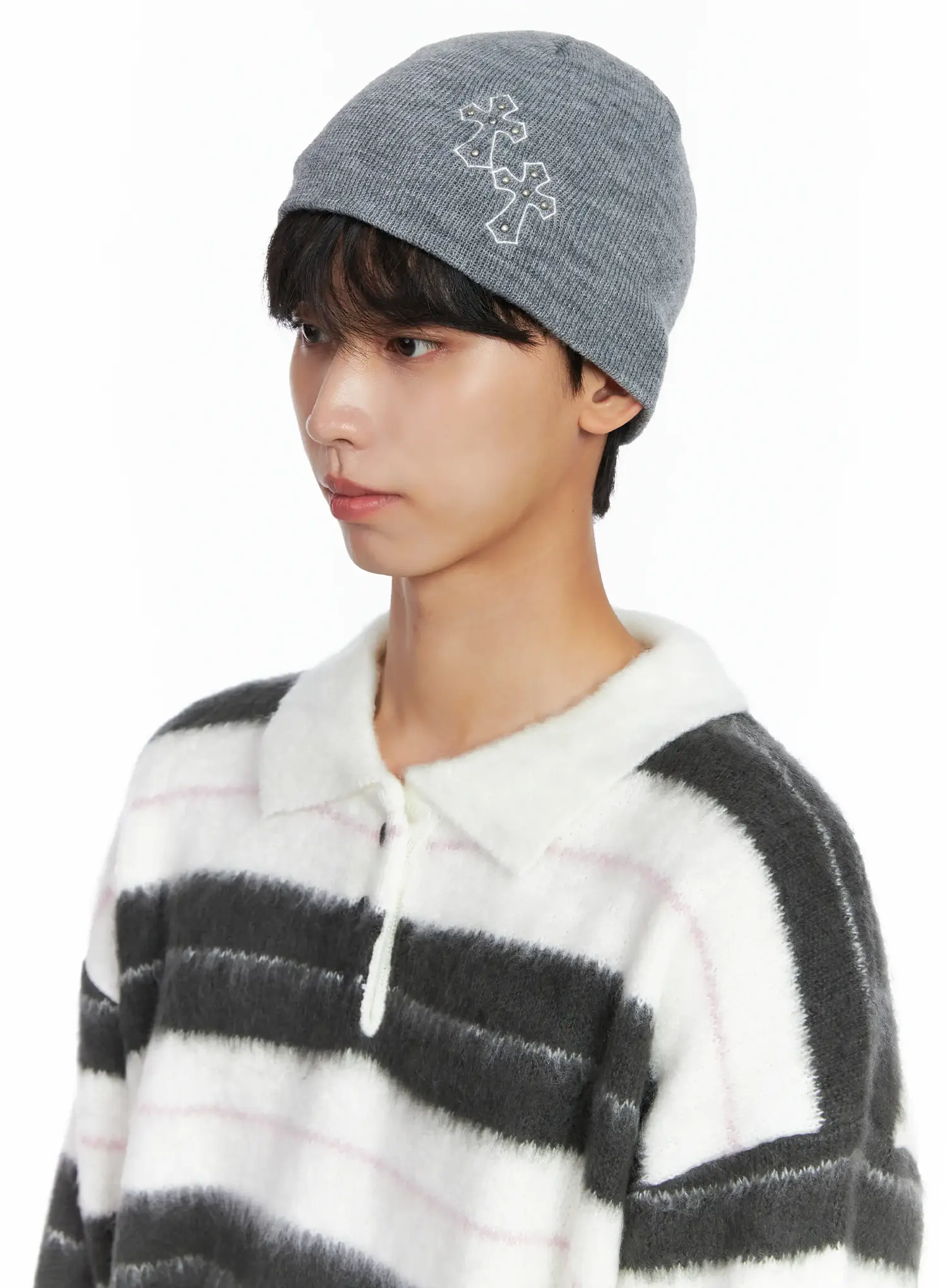 Cross Embroidered Beanie IS519 - Image 4