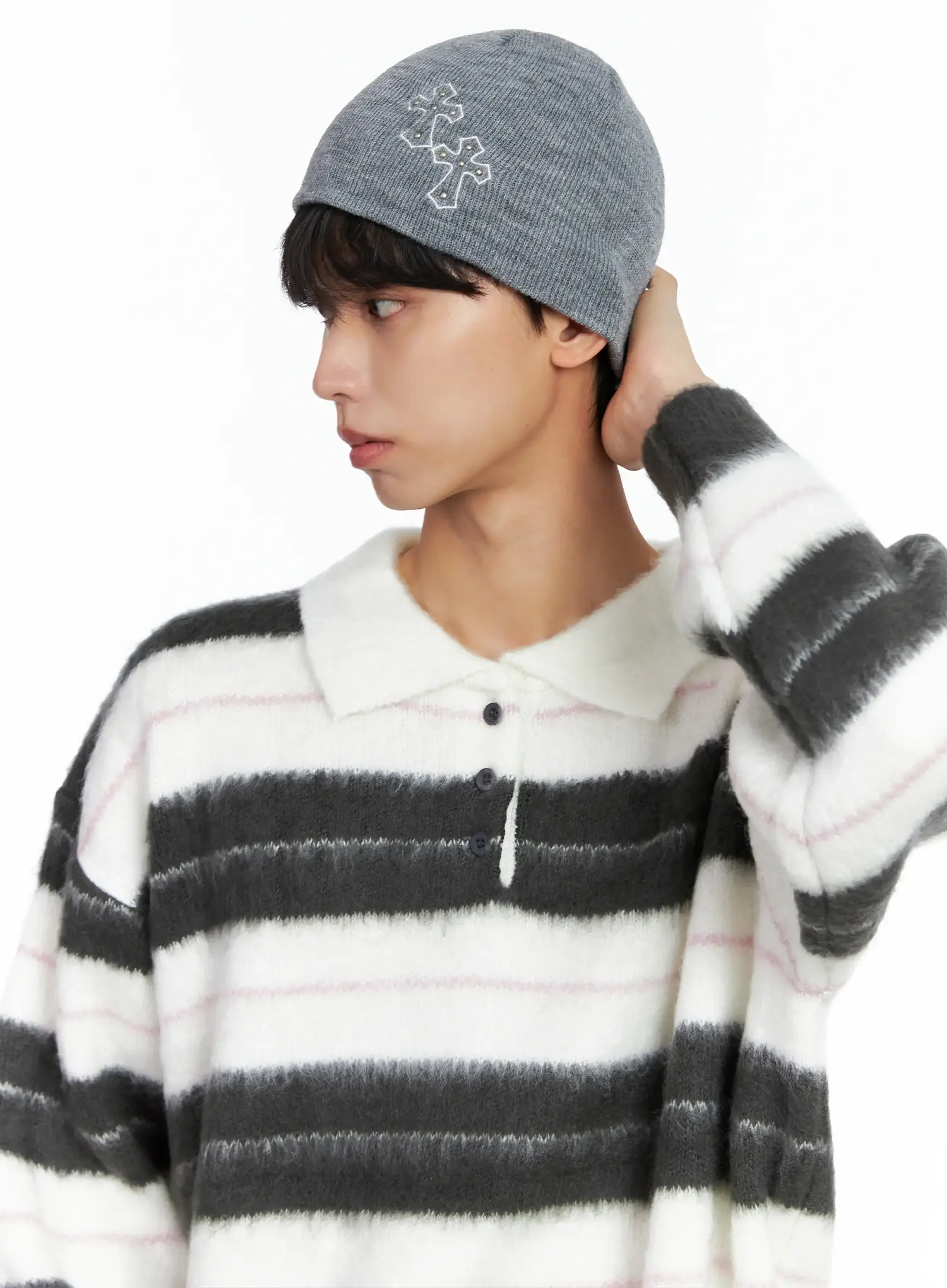 Cross Embroidered Beanie IS519 - Image 7