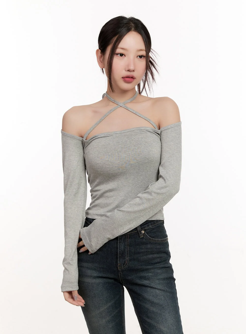 Cross-Strap Off-Shoulder Top CM507 - Image 8