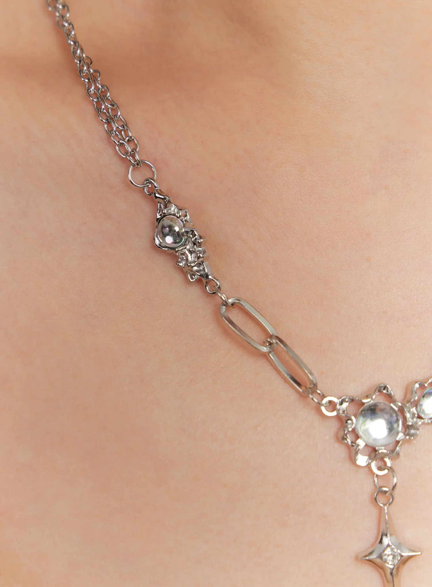 Crystal Chain Link Necklace IO527 - Image 4