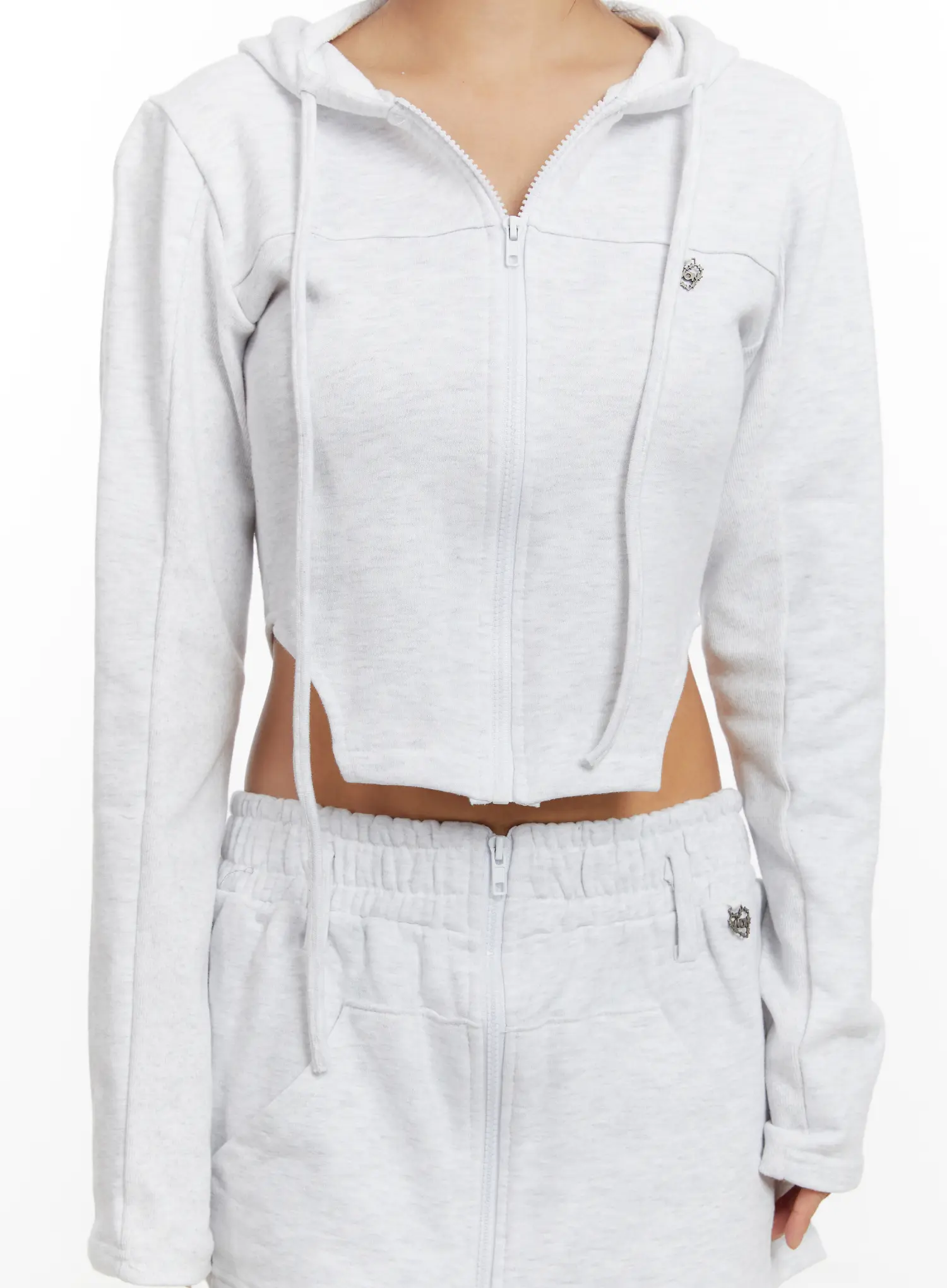 Cut-Out Cropped Zip-Up Hoodie CD515 - Image 4