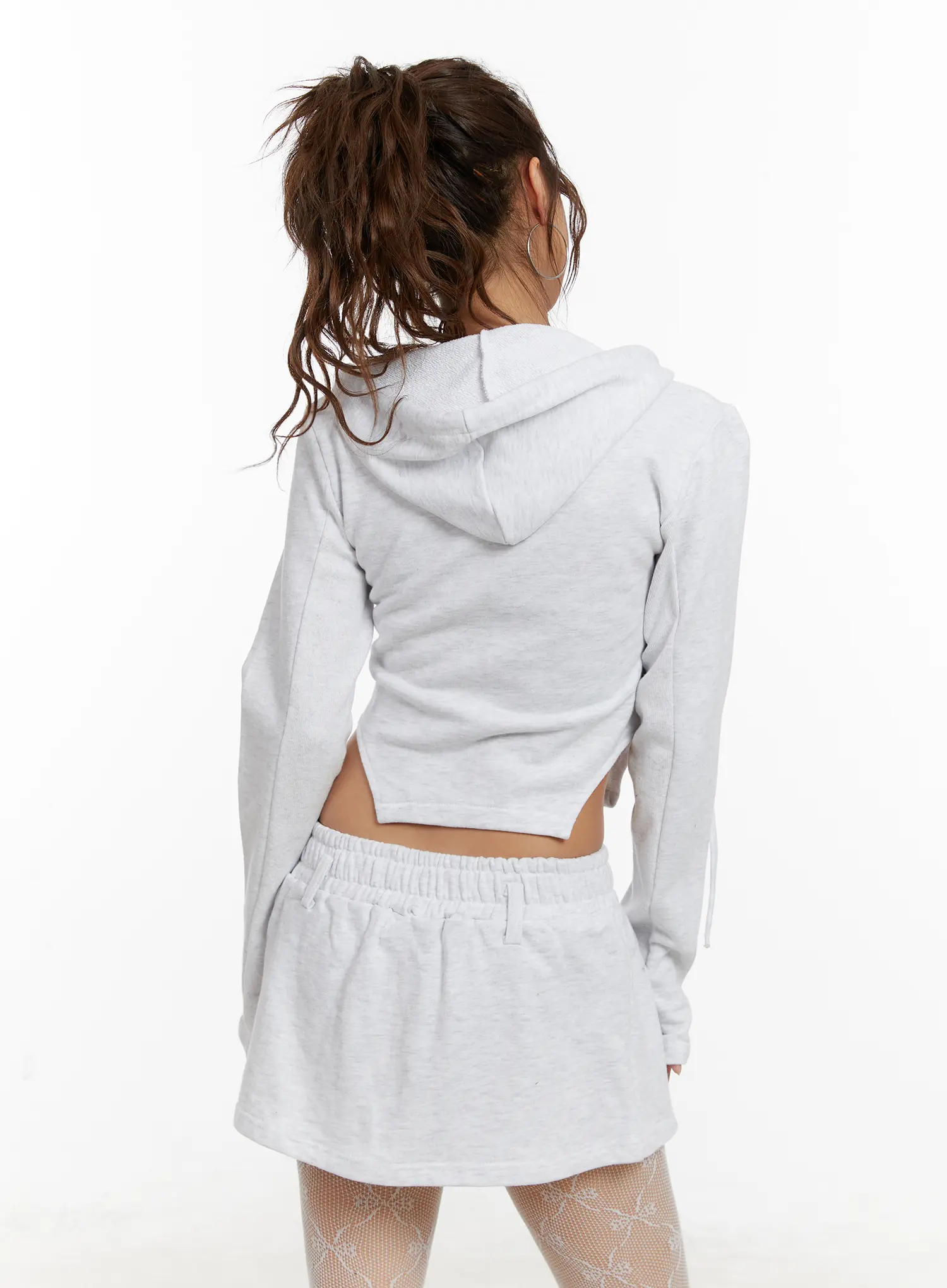 Cut-Out Cropped Zip-Up Hoodie CD515 - Image 8