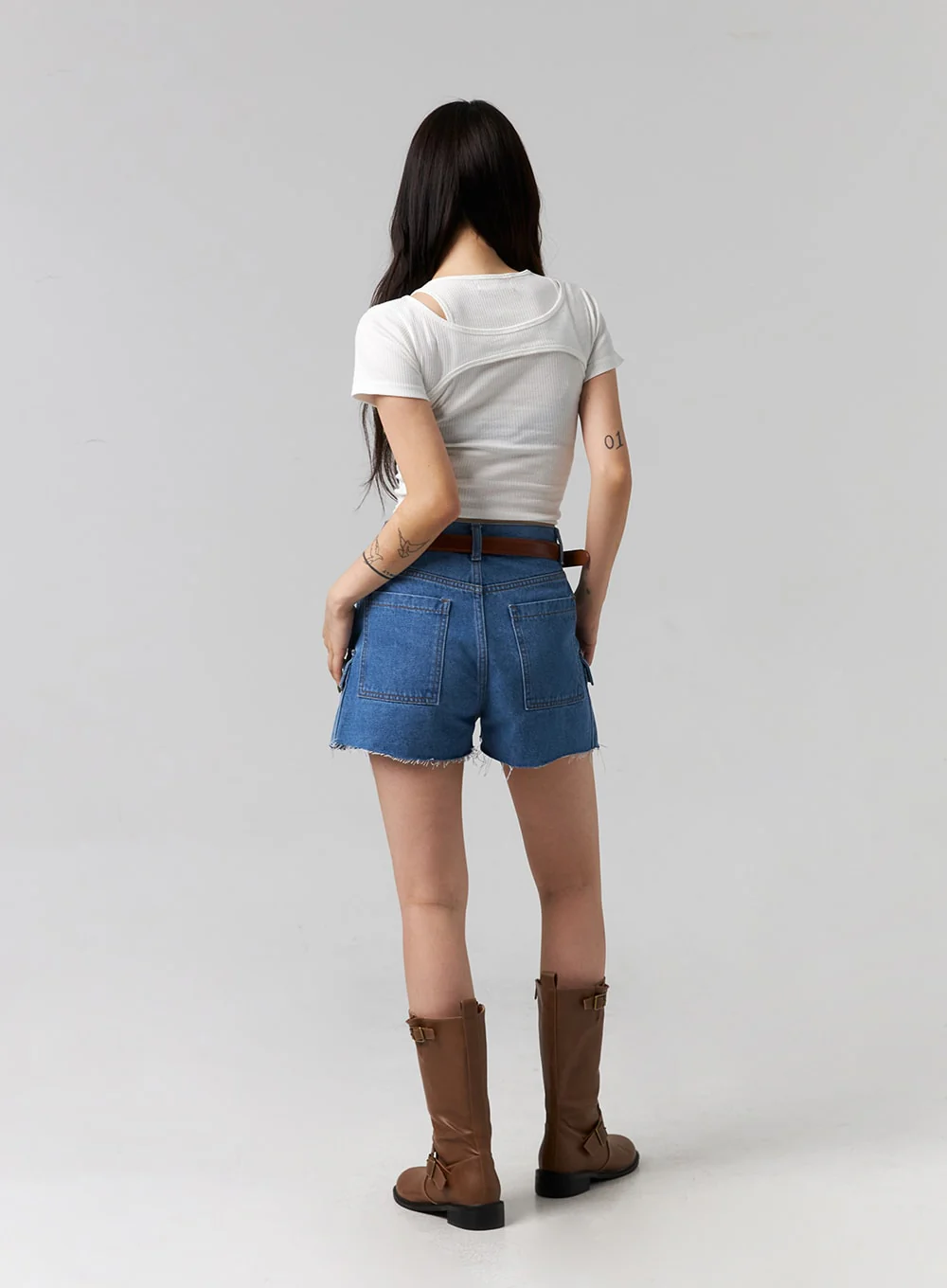 Cut Out Denim Shorts CG316 - Image 12