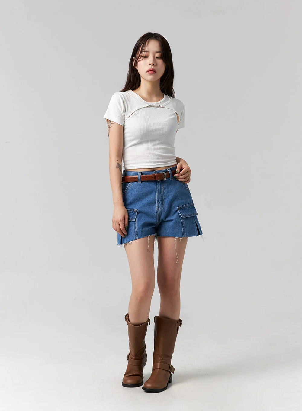 Cut Out Denim Shorts CG316 - Image 13