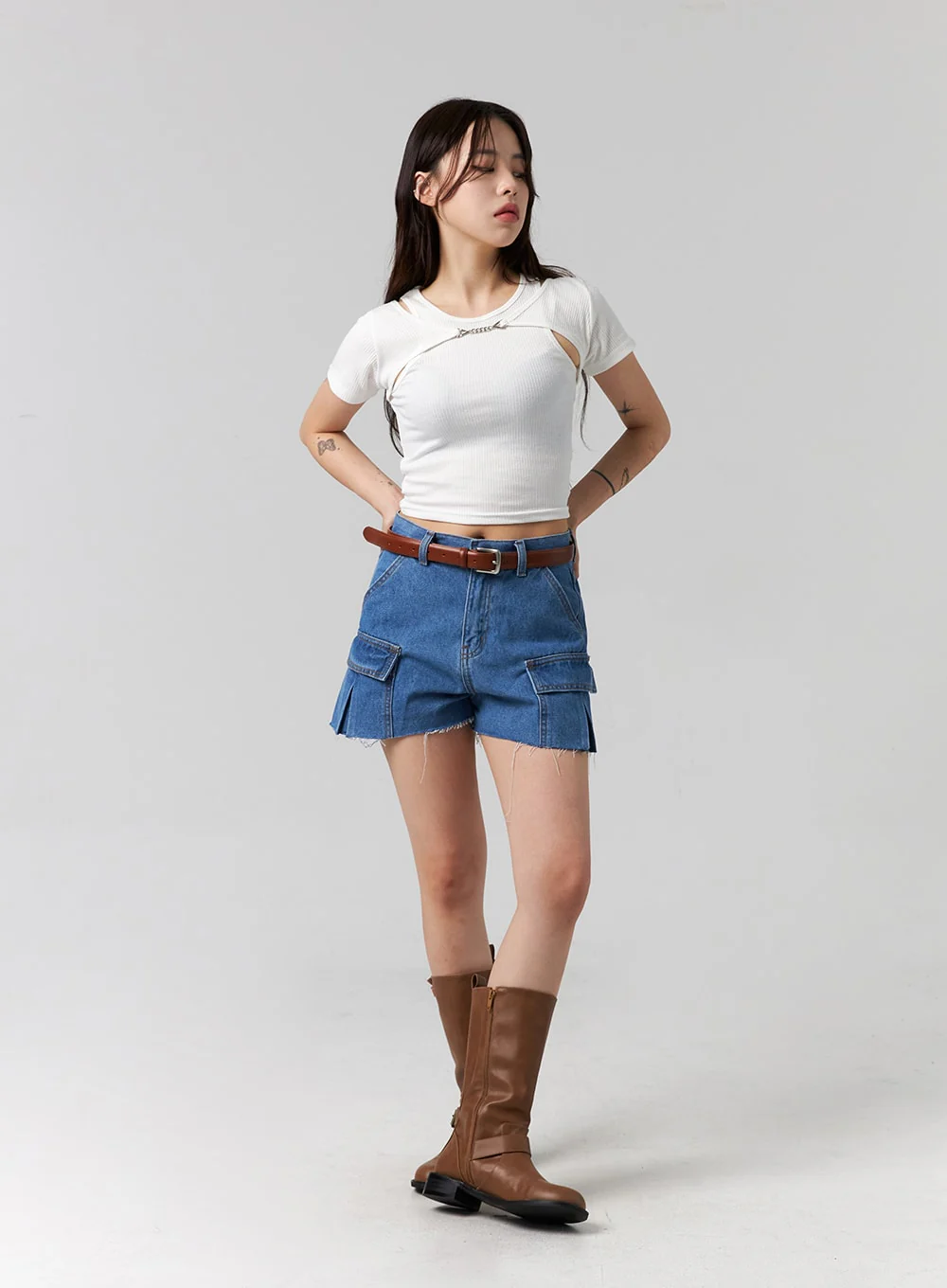 Cut Out Denim Shorts CG316 - Image 4