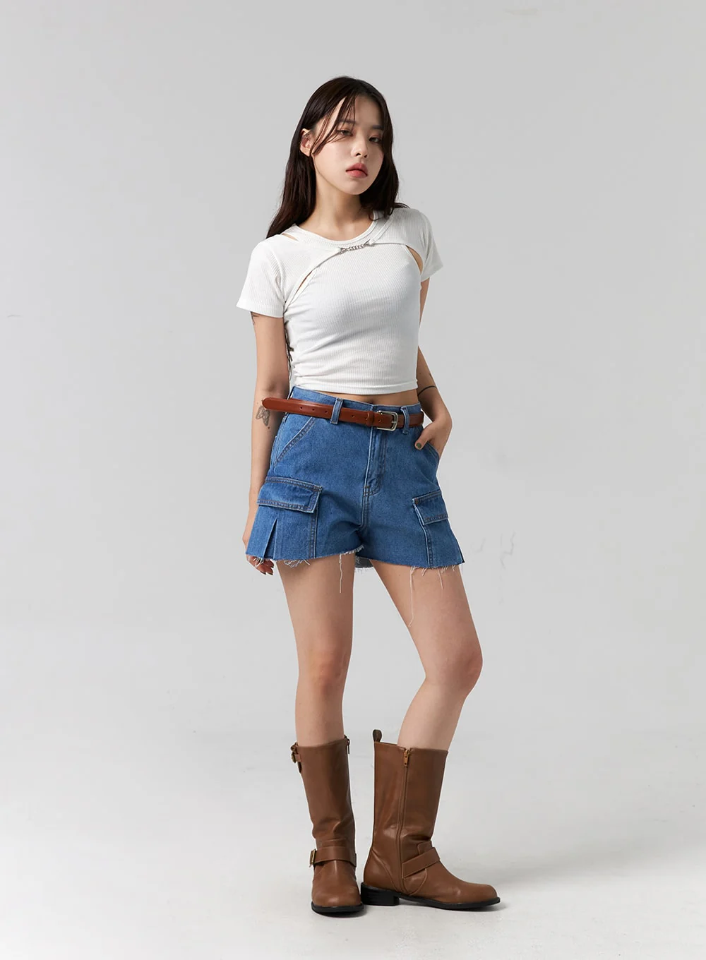 Cut Out Denim Shorts CG316 - Image 7
